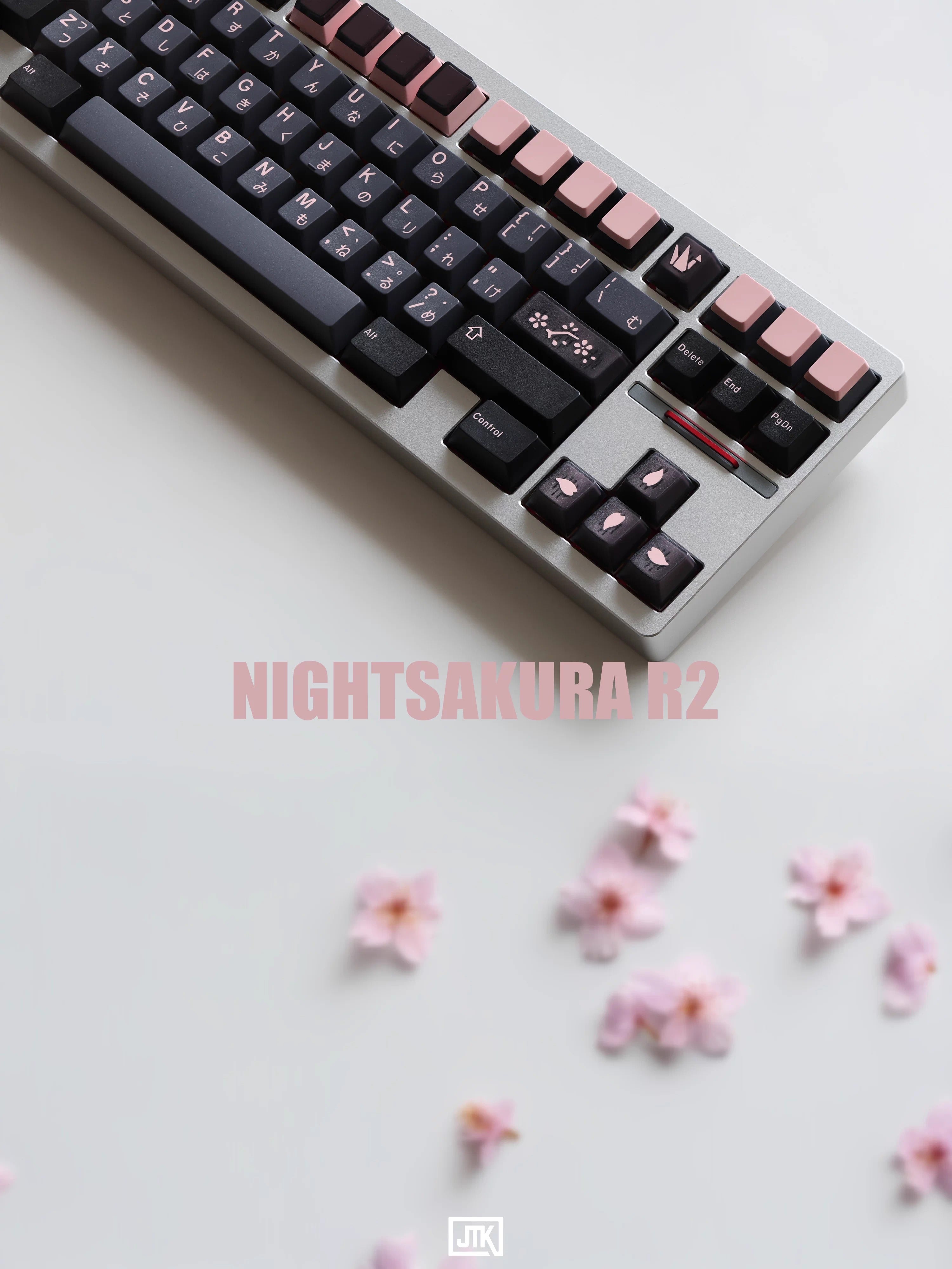 JTK NightSakura Cherry Profile Doubleshot+Tripleshot PBT&ABS Keycap Set