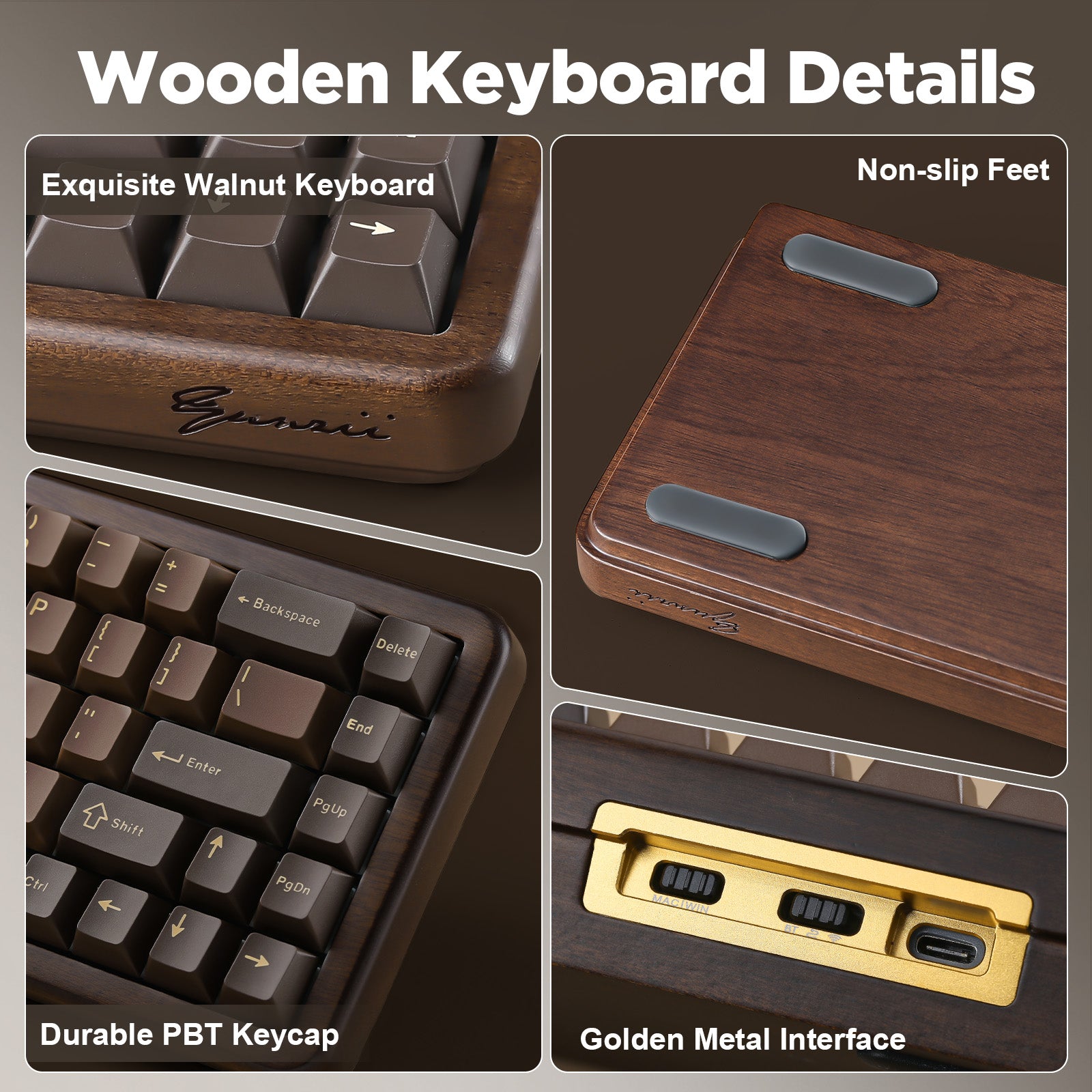 YUNZII WOOD84 Hot-Swap Wireless Tri-Mode Mechanical Keyboard