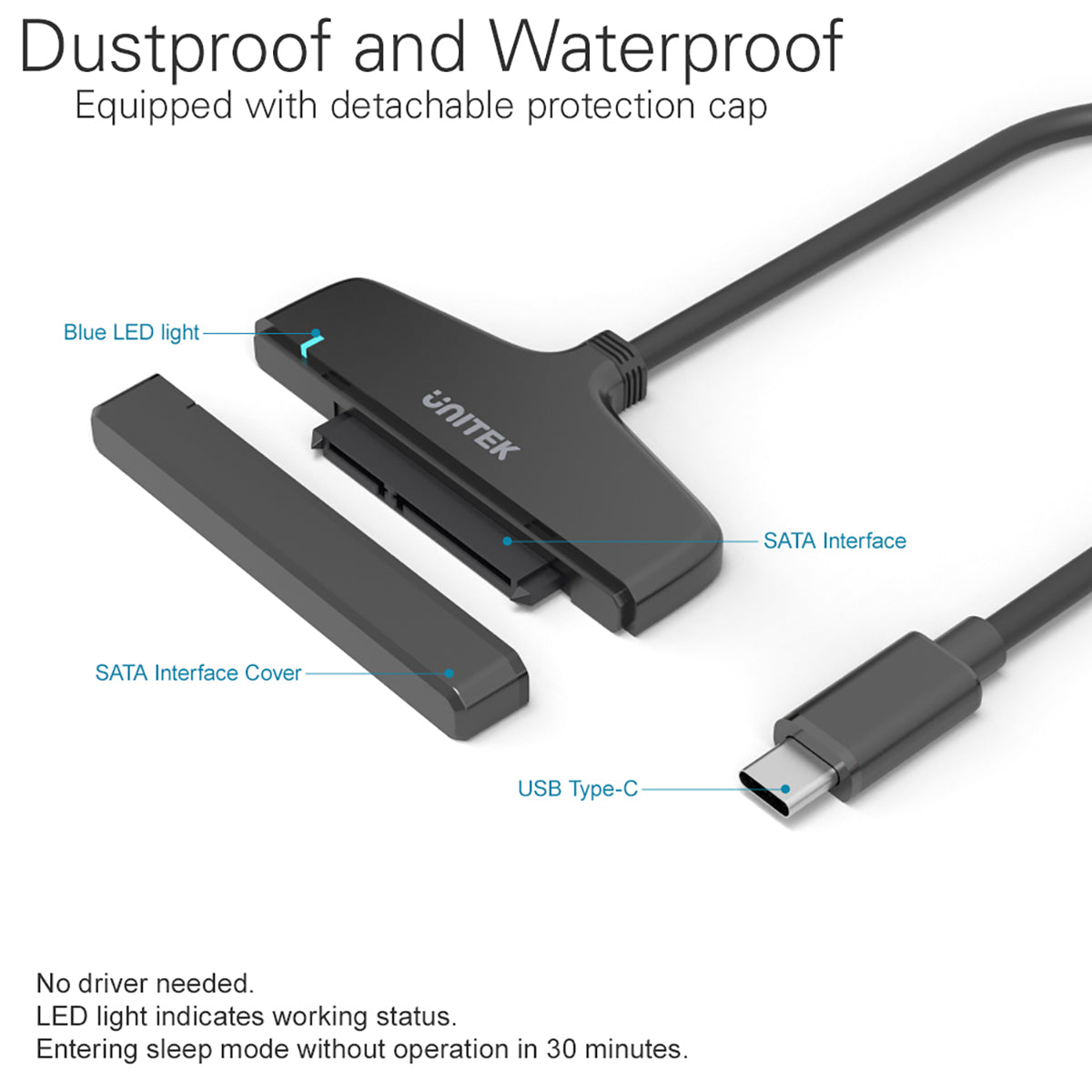 Unitek USB 3.0 to 2.5" SATA III  Adapter, Data Transfer speed up to 5Gbp