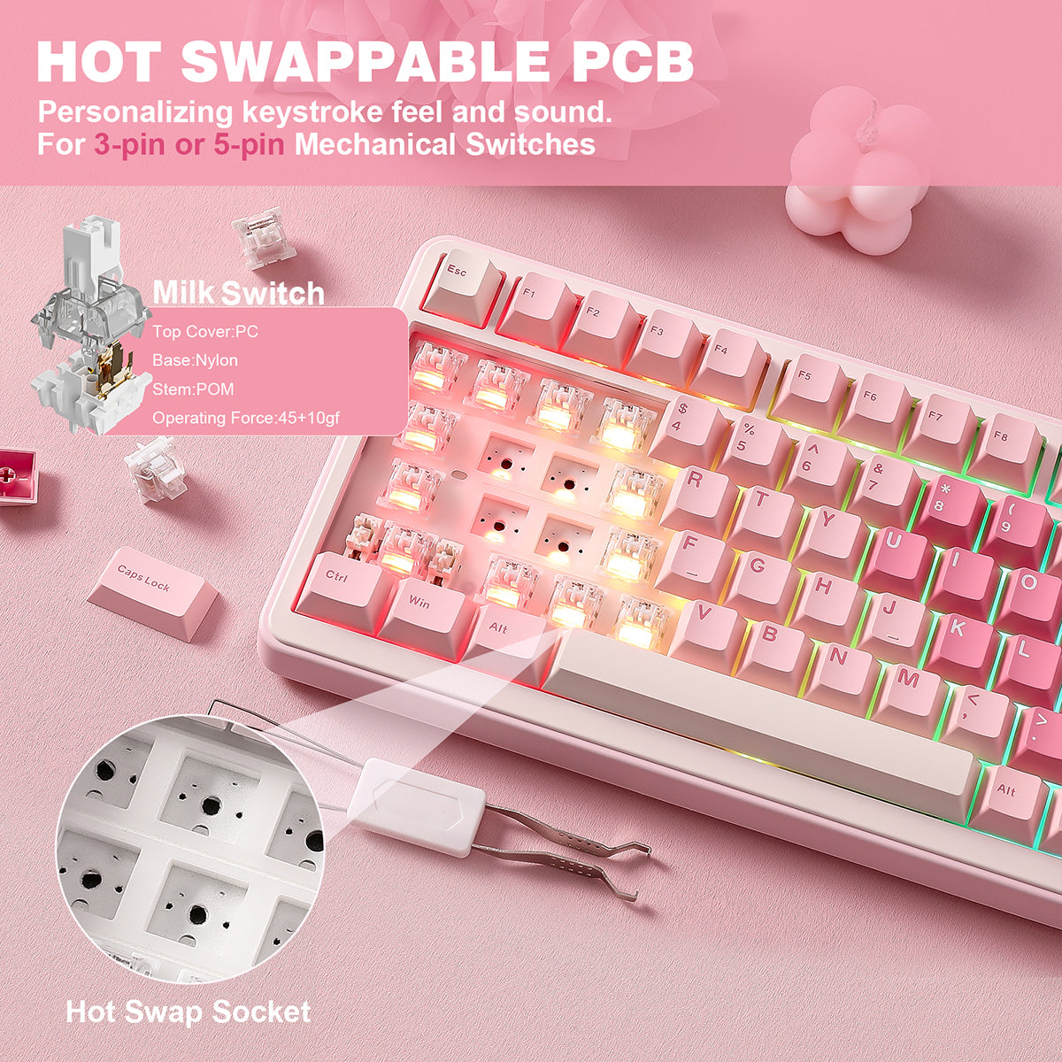 YUNZII B75 Pro Tri-Mode Hot-Swap Wireless Mechanical Keyboard