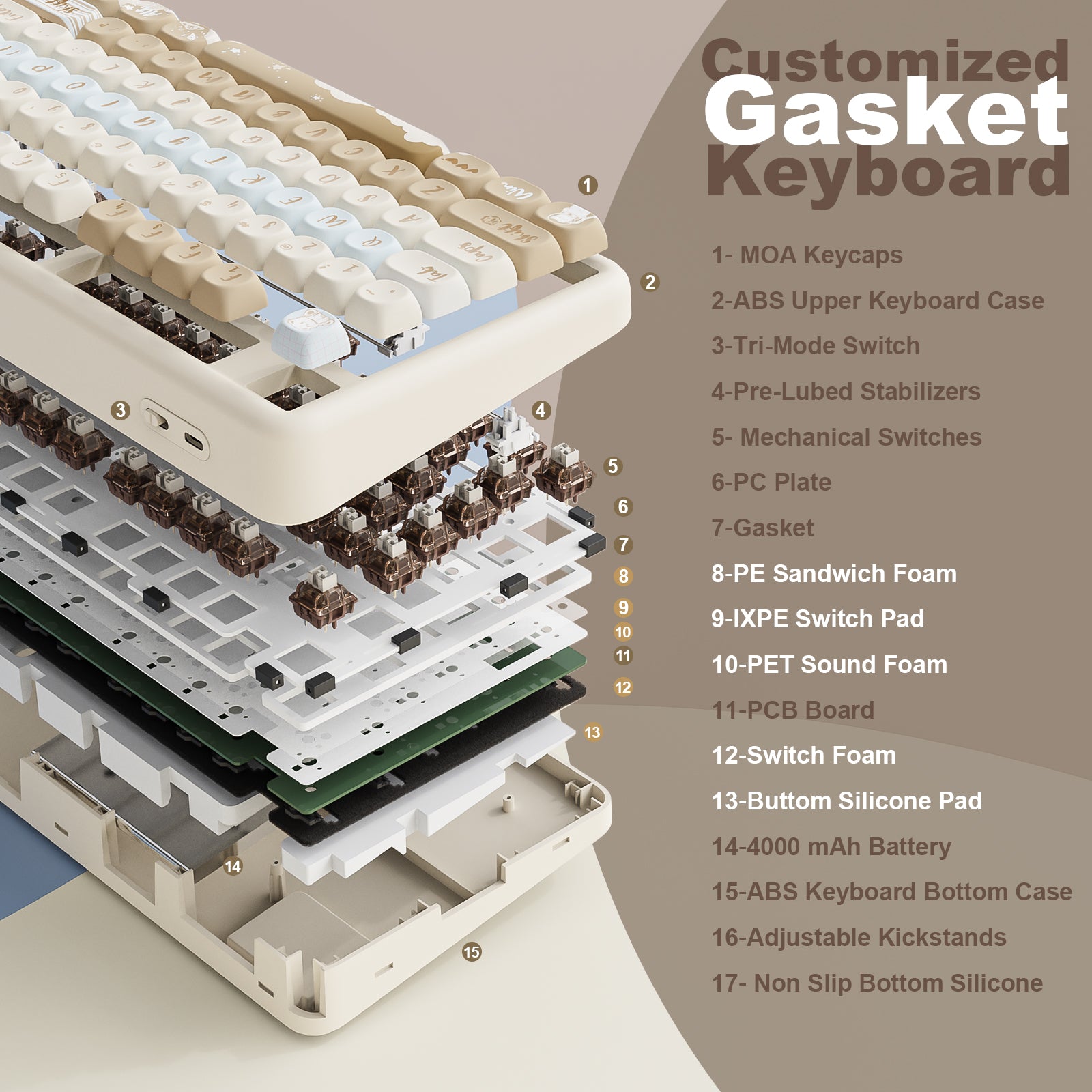 YUNZII B87 QMK/VIA Hot-Swap Mechanical Keyboard with Wrist Rest