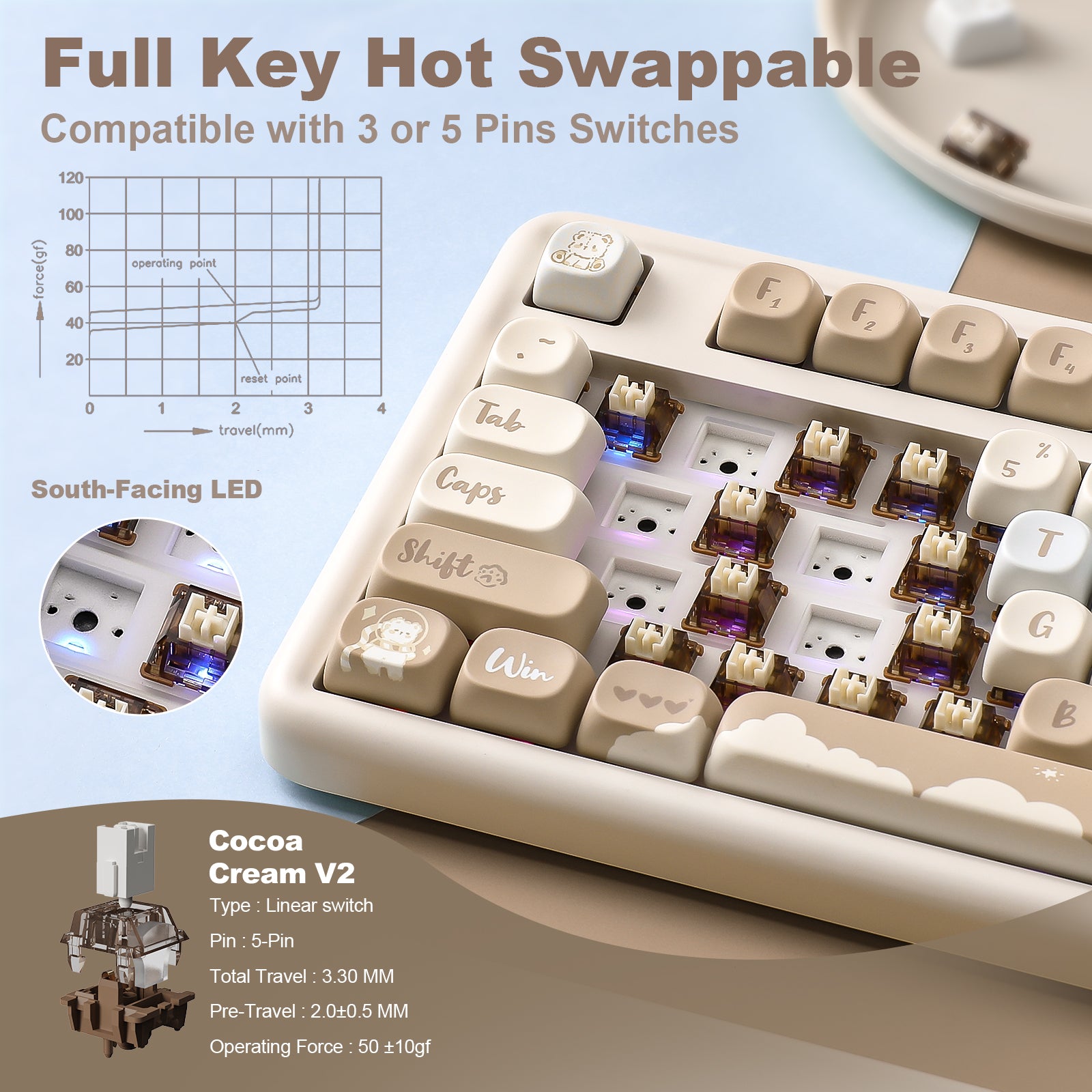YUNZII B87 QMK/VIA Hot-Swap Mechanical Keyboard with Wrist Rest