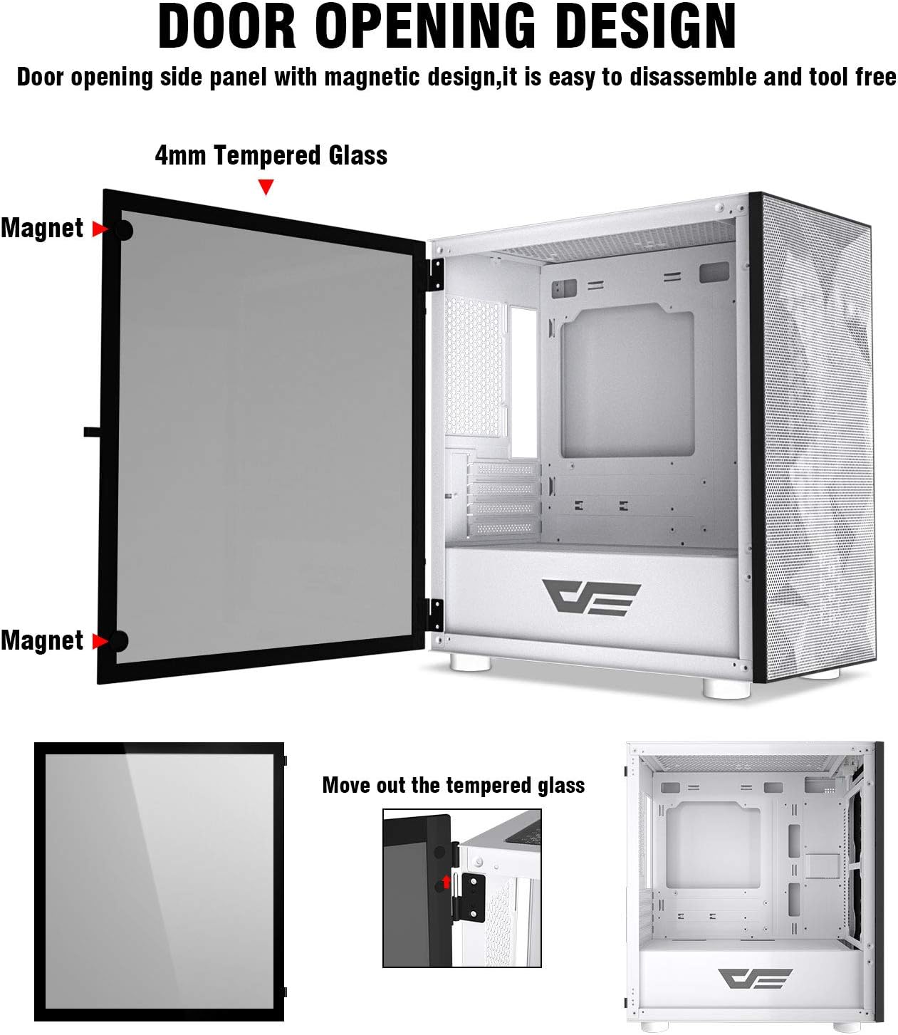 DarkFlash DLM21-Mesh Gaming PC Case Tempered Glass Without Fan