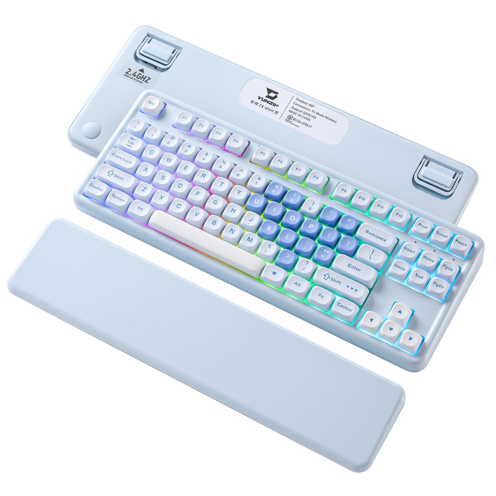 YUNZII B87 QMK/VIA Hot-Swap Mechanical Keyboard with Wrist Rest