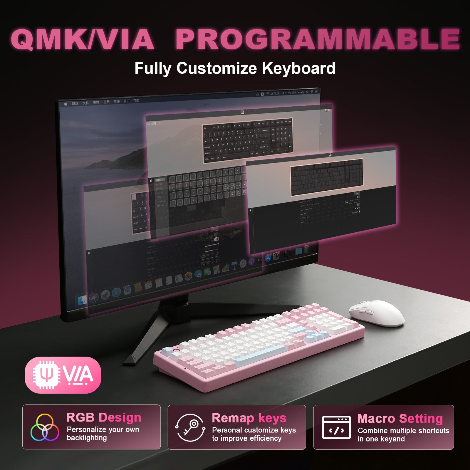 YUNZII AL98 QMK/VIA Hot-Swap Wireless Aluminum Mechanical Gaming Keyboard