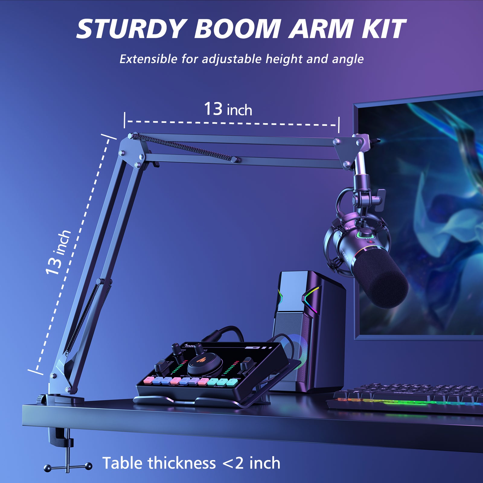 MAONO PD200XS USB/XLR Dynamic Microphone Set with Boom Arm (Black)
