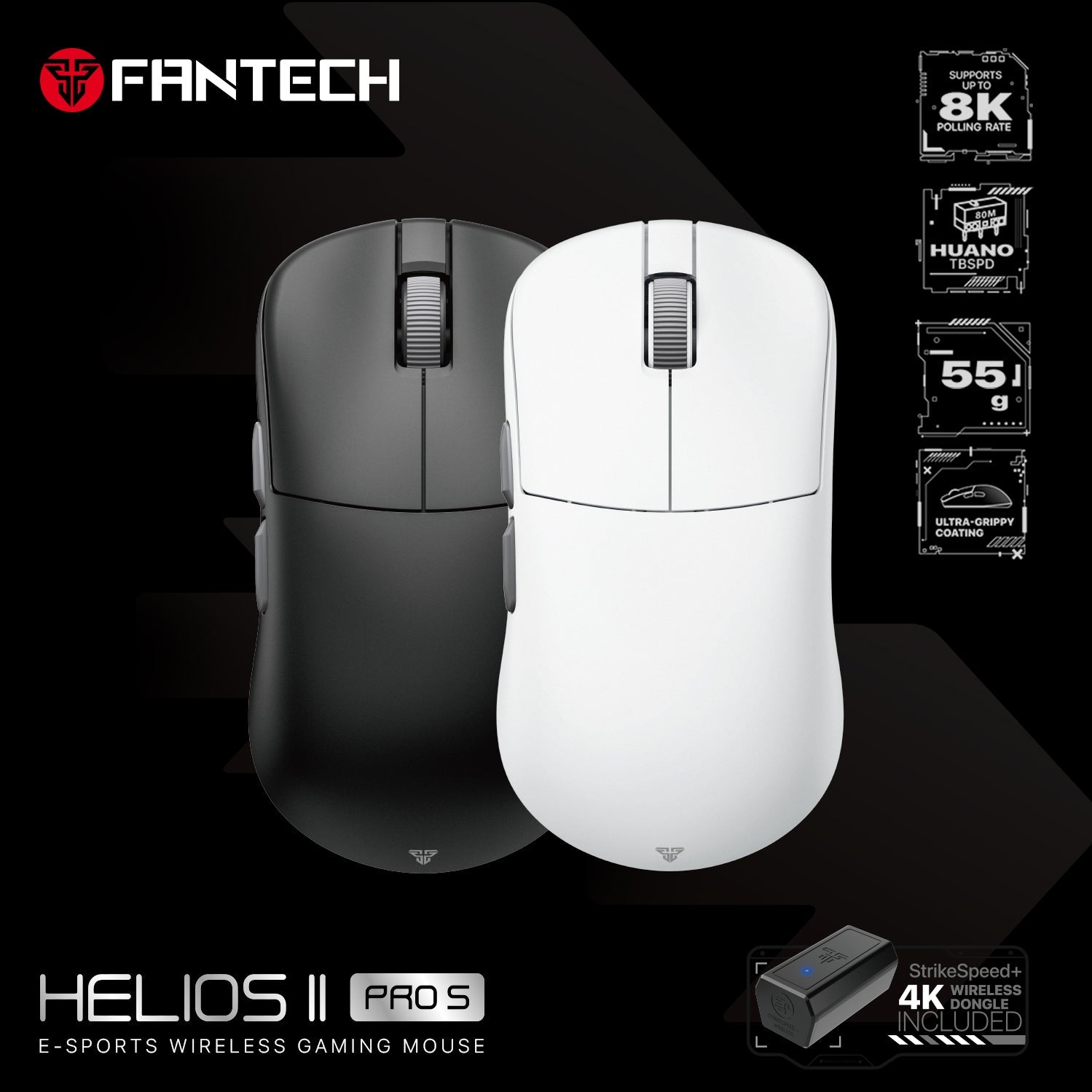 Fantech HELIOS Ⅱ PRO S XD3V3 E-sports Gaming 8K Wireless Mouse