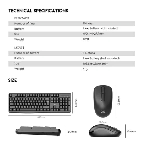 Fantech Office PC Wireless Keyboard and Mouse Combo Computer Set (WK-894)