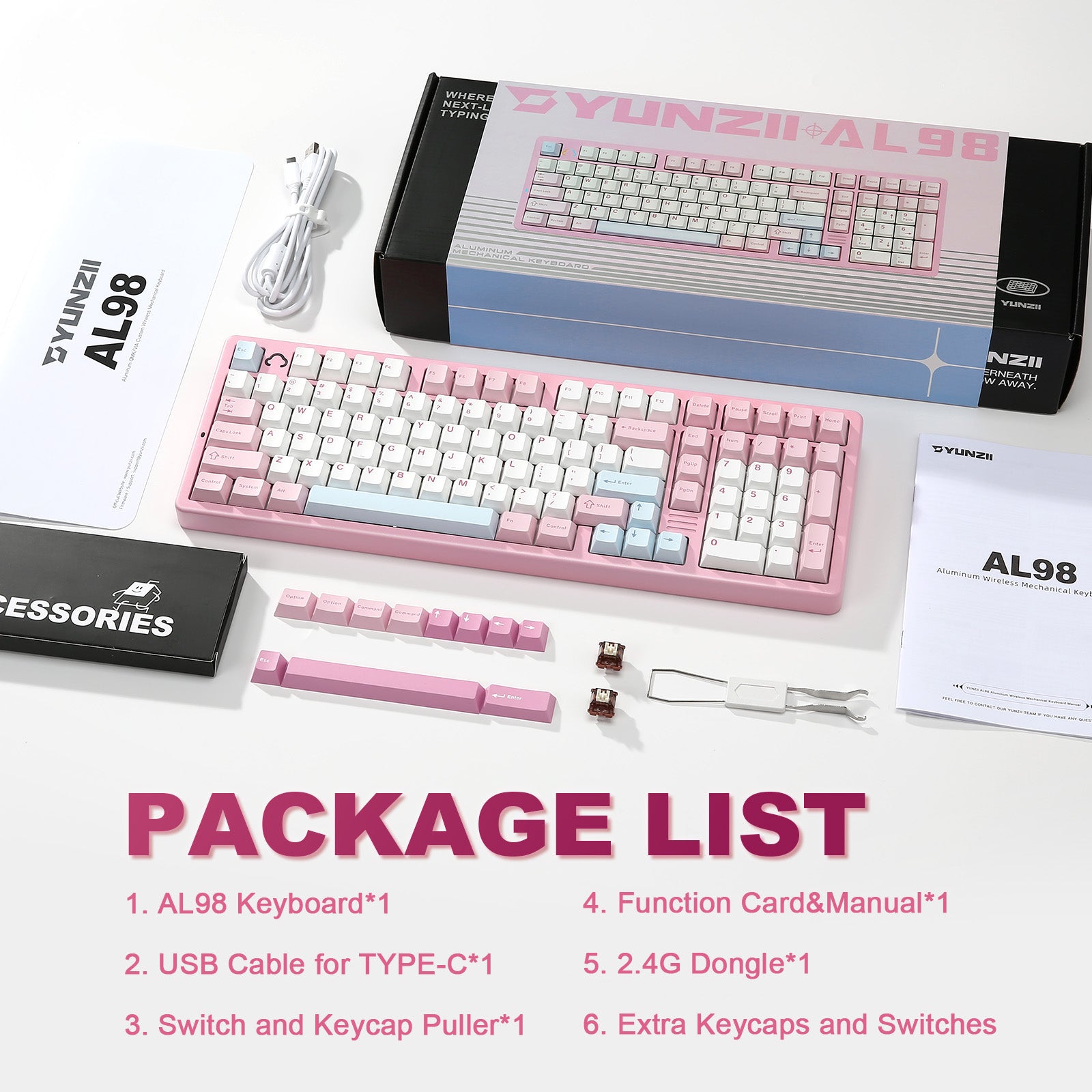 YUNZII AL98 QMK/VIA Hot-Swap Wireless Aluminum Mechanical Gaming Keyboard