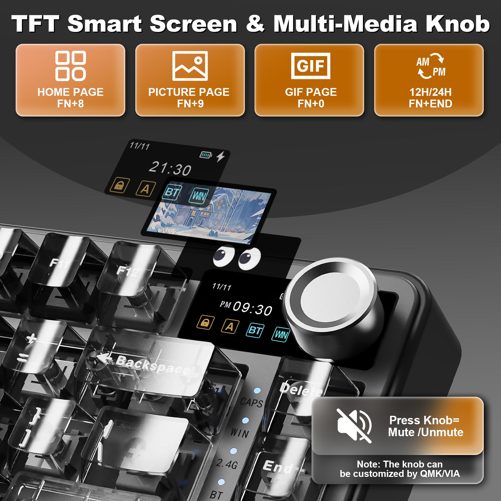 YUNZII B75 PRO MAX QMK/VIA Knob TFT Screen Wireless Mechanical Keyboard
