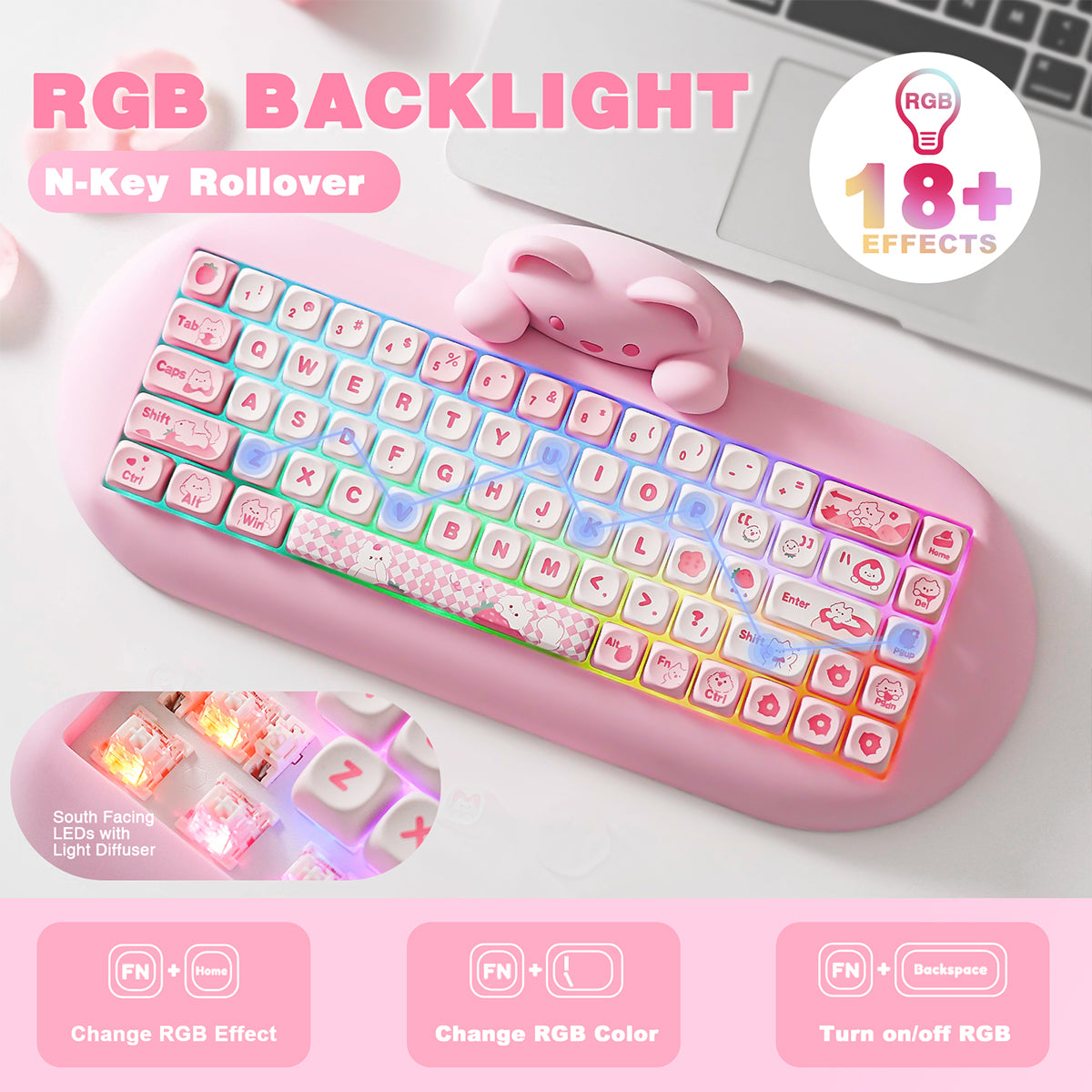 YUNZII C68 Meow Tri-Mode Hot-Swap Hi-Fi Wireless Mechanical Keyboard (Milk Switch)