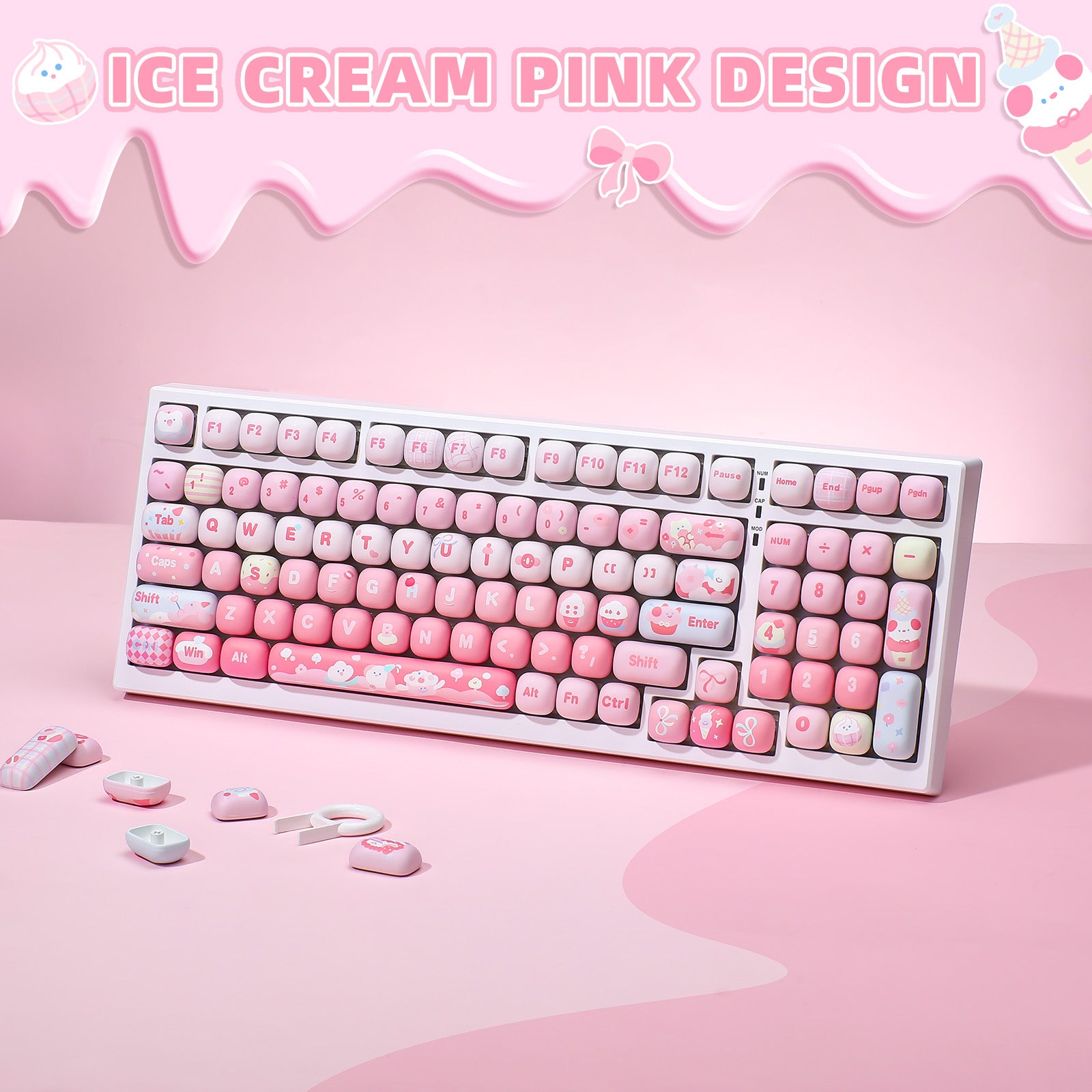 YUNZII Ice Cream MOG Profile PBT Keycap Set - 138 keys