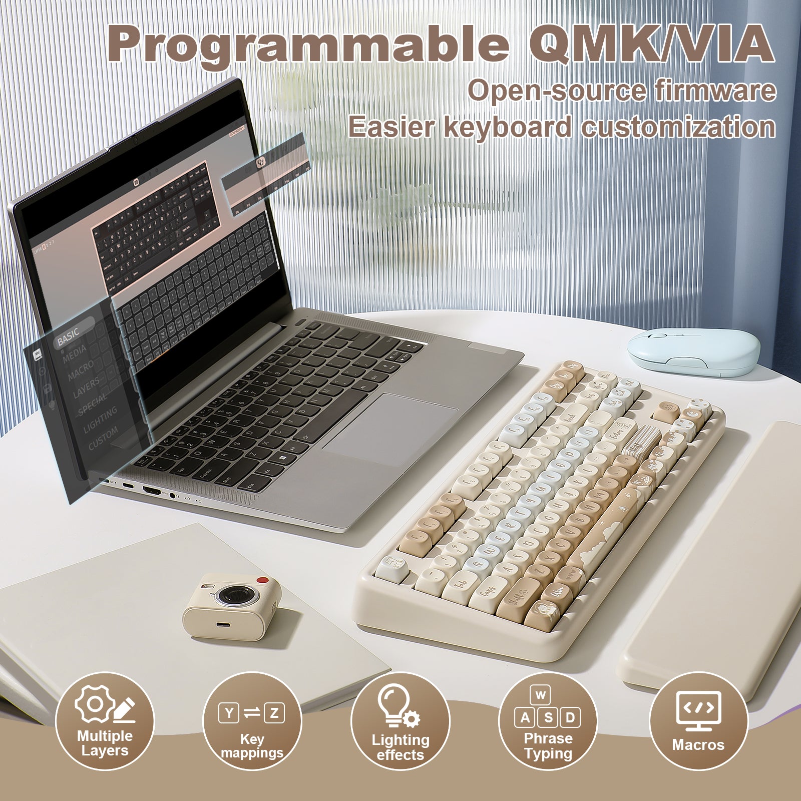 YUNZII B87 QMK/VIA Hot-Swap Mechanical Keyboard with Wrist Rest