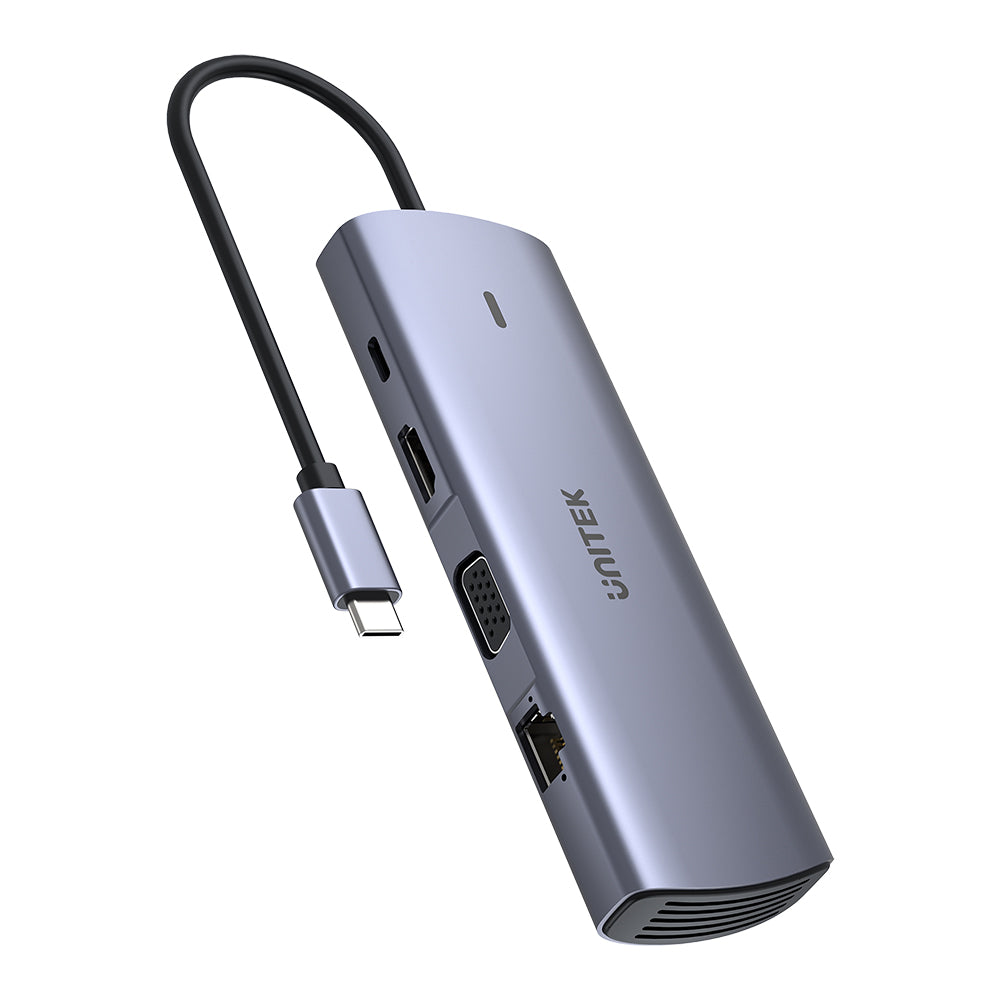 Unitek 9-in-1 USB-C Hub, Dual Display Multi-Port Hub with 100W PD, Gigabit Ethernet and Card Reader