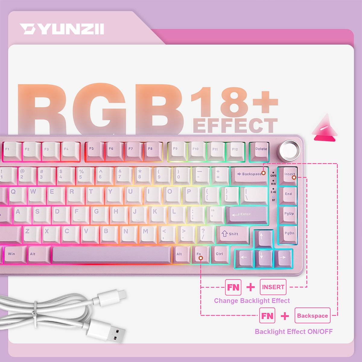 YUNZII B75 Pro Tri-Mode Hot-Swap Wireless Mechanical Keyboard