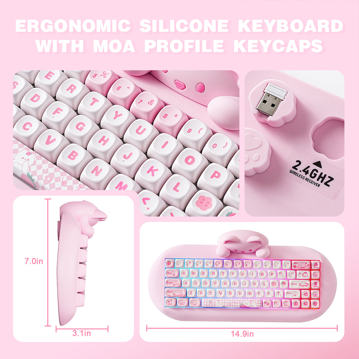 YUNZII C68 Meow Tri-Mode Hot-Swap Hi-Fi Wireless Mechanical Keyboard (Milk Switch)