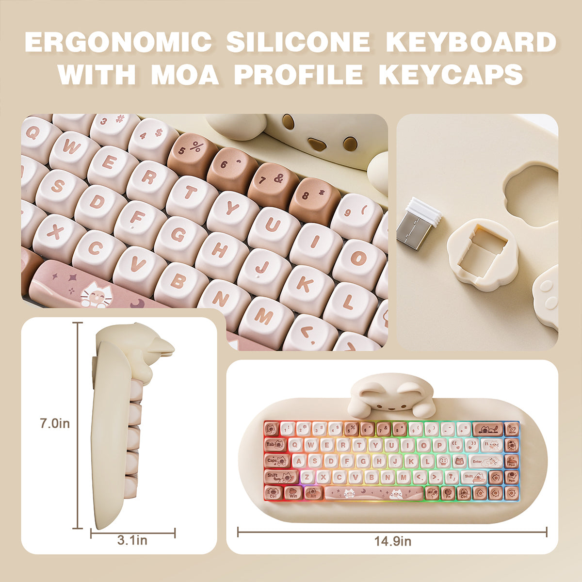 YUNZII C68 Meow Tri-Mode Hot-Swap Hi-Fi Wireless Mechanical Keyboard (Milk Switch)