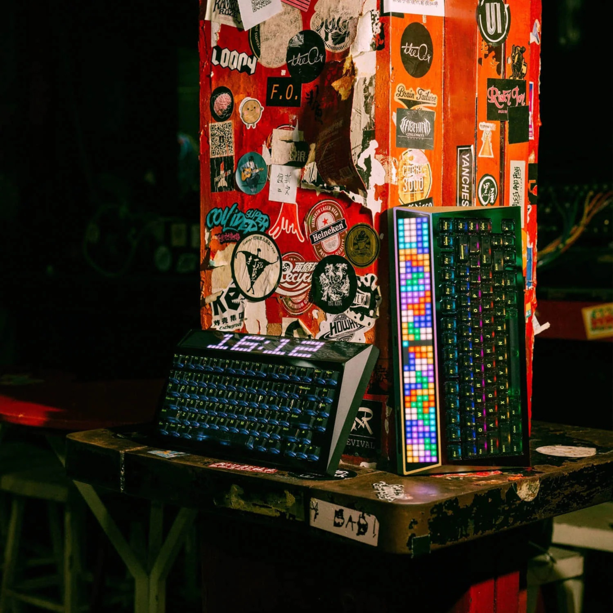 Angry Miao CYBERBOARD R2 High Gloss PVD Front Mechanical Keyboard Jet Black Bundle