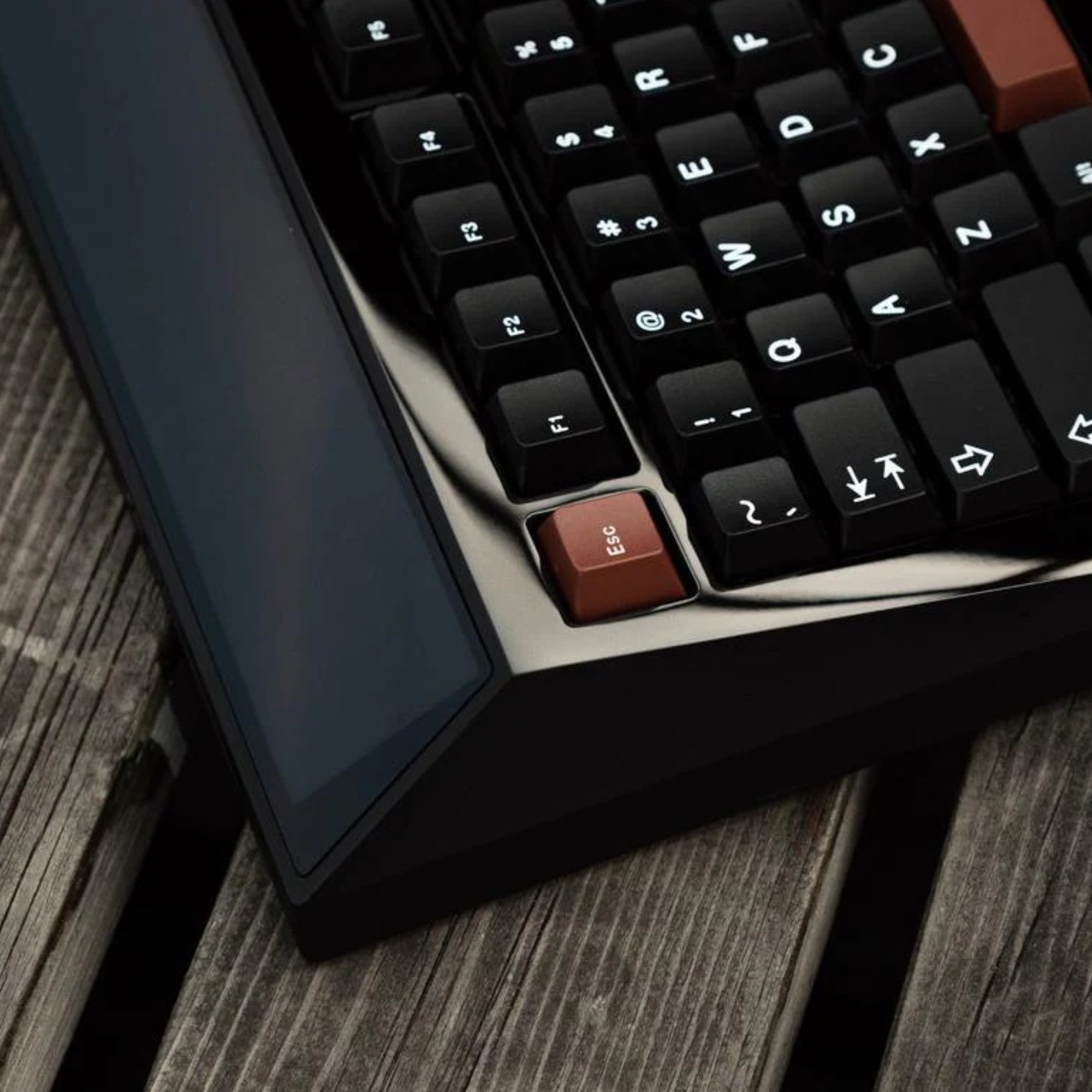 Angry Miao CYBERBOARD R2 High Gloss PVD Front Mechanical Keyboard Jet Black Bundle