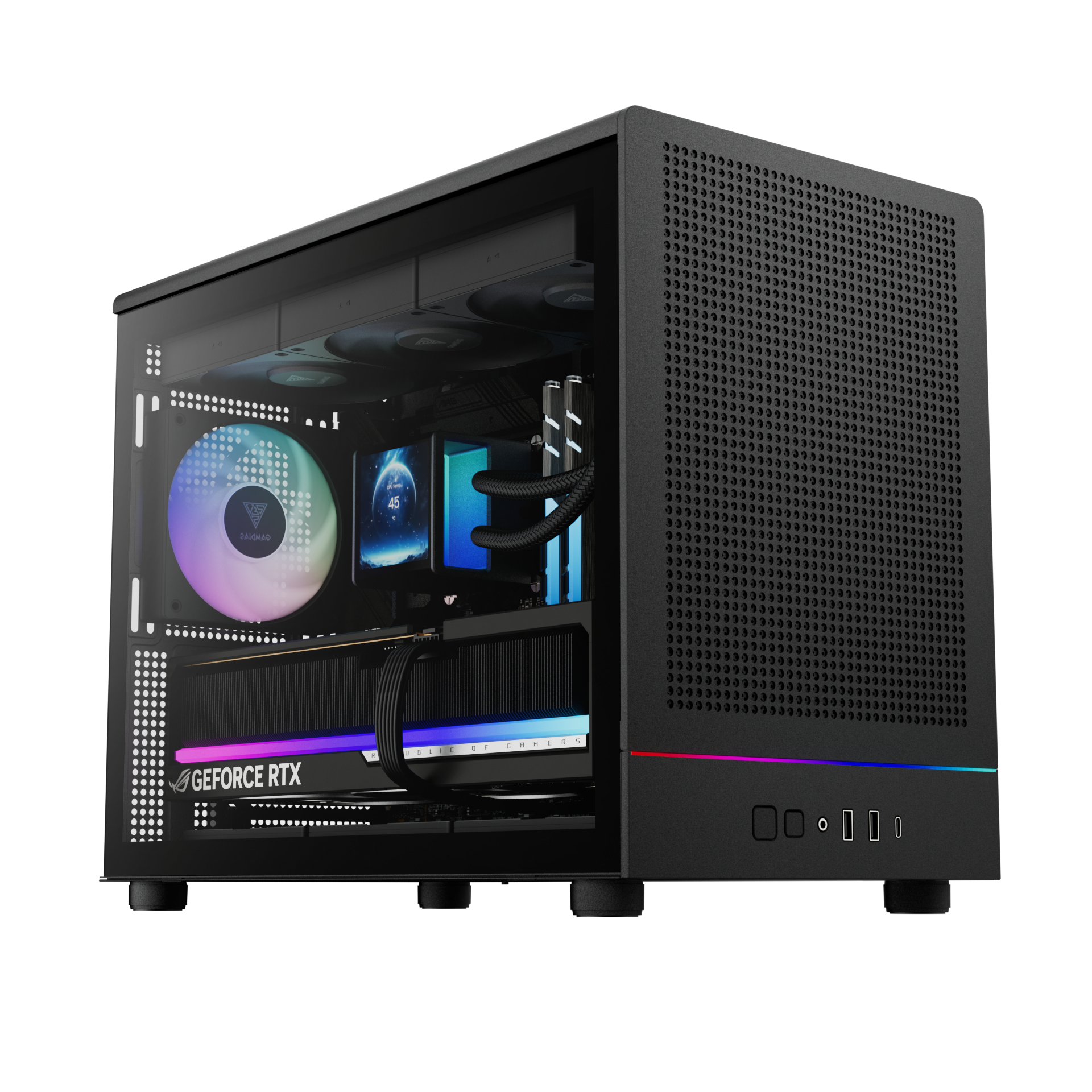 Gamdias ATHENA M4M M-ATX PC CASE Tempered Glass with 3 Built in PWM Fans