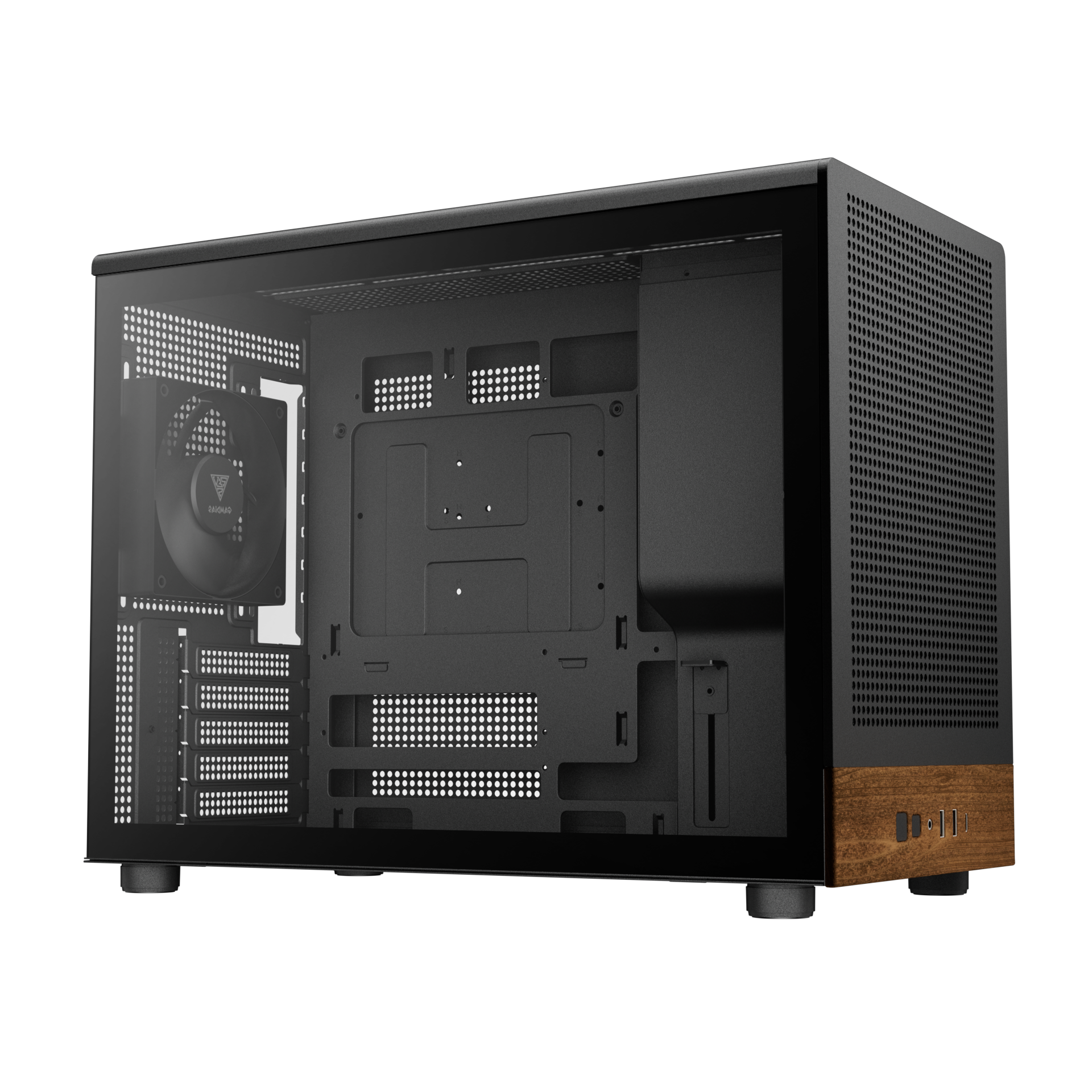 Gamdias ATHENA M4M M-ATX PC CASE Tempered Glass Wood Design with 3 Built in PWM Fans