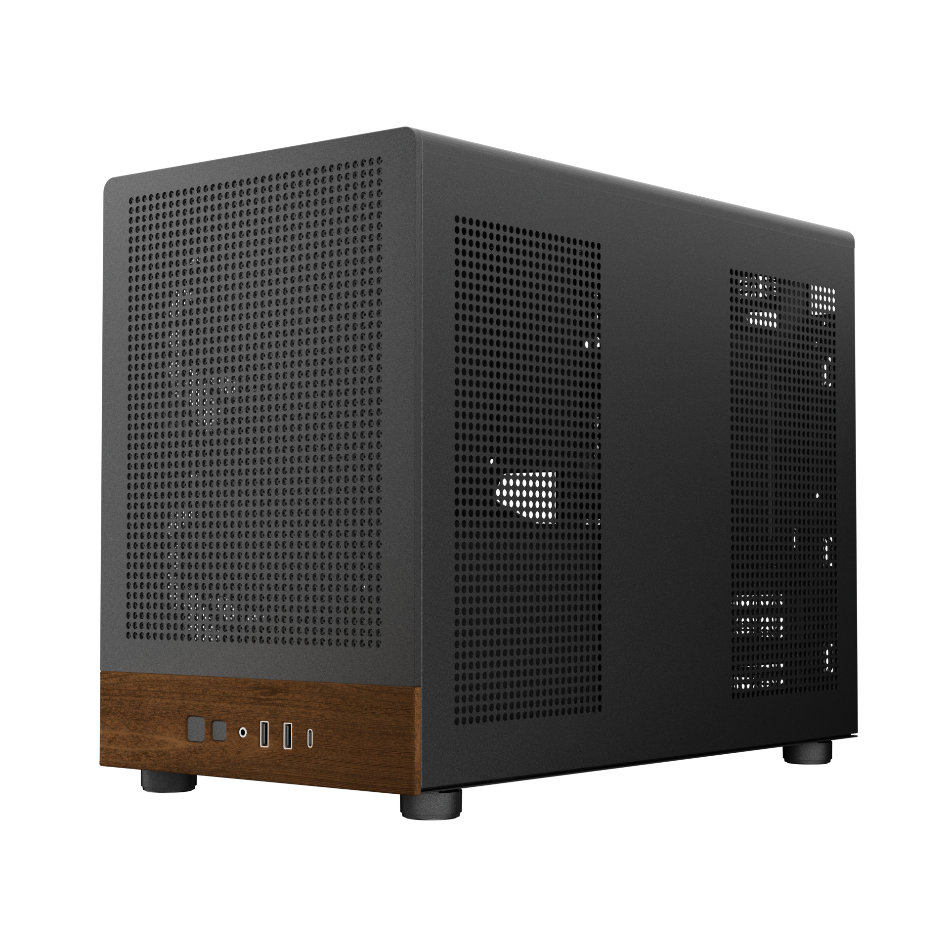 Gamdias ATHENA M4M M-ATX PC CASE Tempered Glass Wood Design with 3 Built in PWM Fans