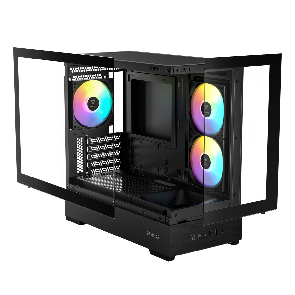 GAMDIAS ATLAS E5M M-ATX PC CASE with 3 ARGB Fans + 1 Non-RGB Fan