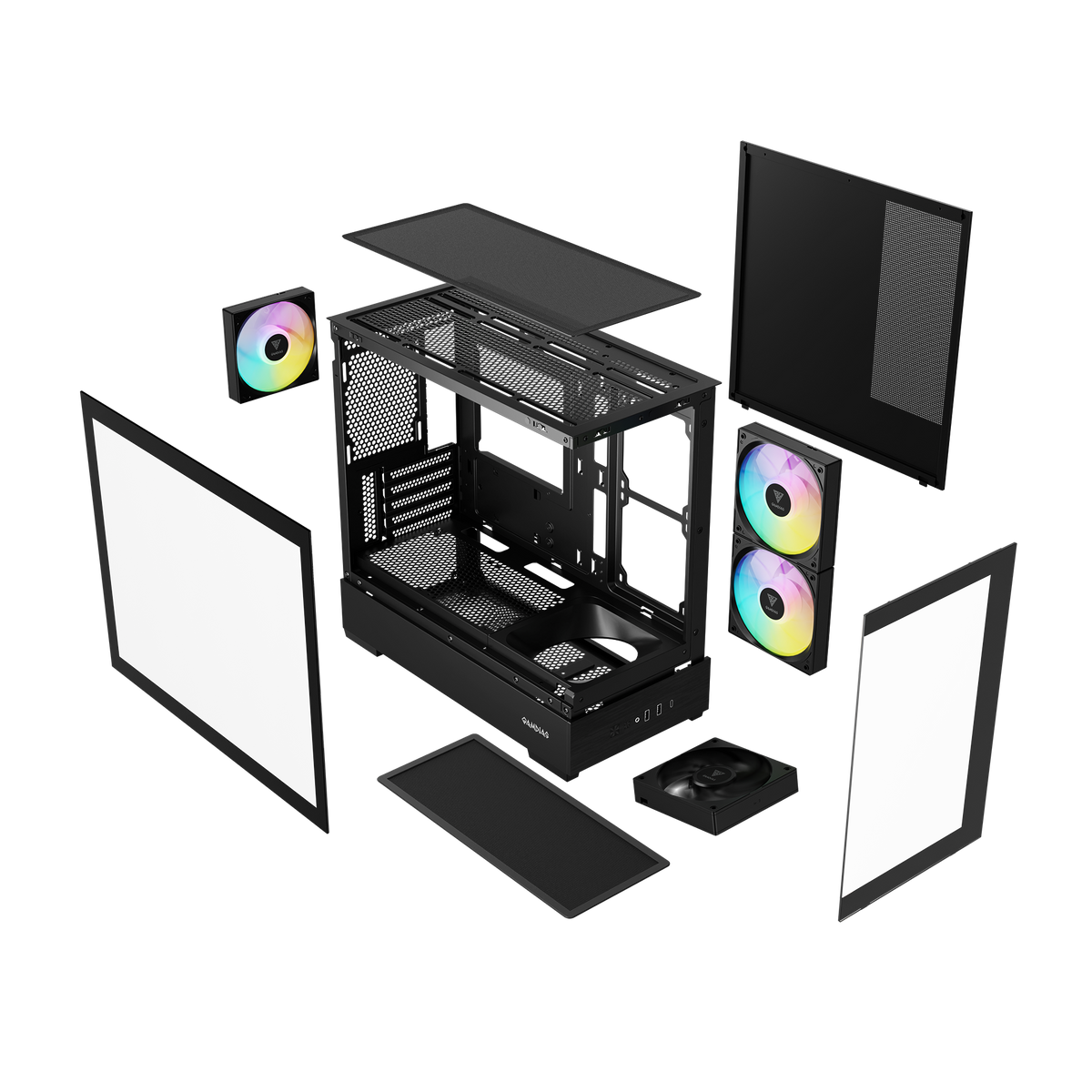 GAMDIAS ATLAS E5M M-ATX PC CASE with 3 ARGB Fans + 1 Non-RGB Fan