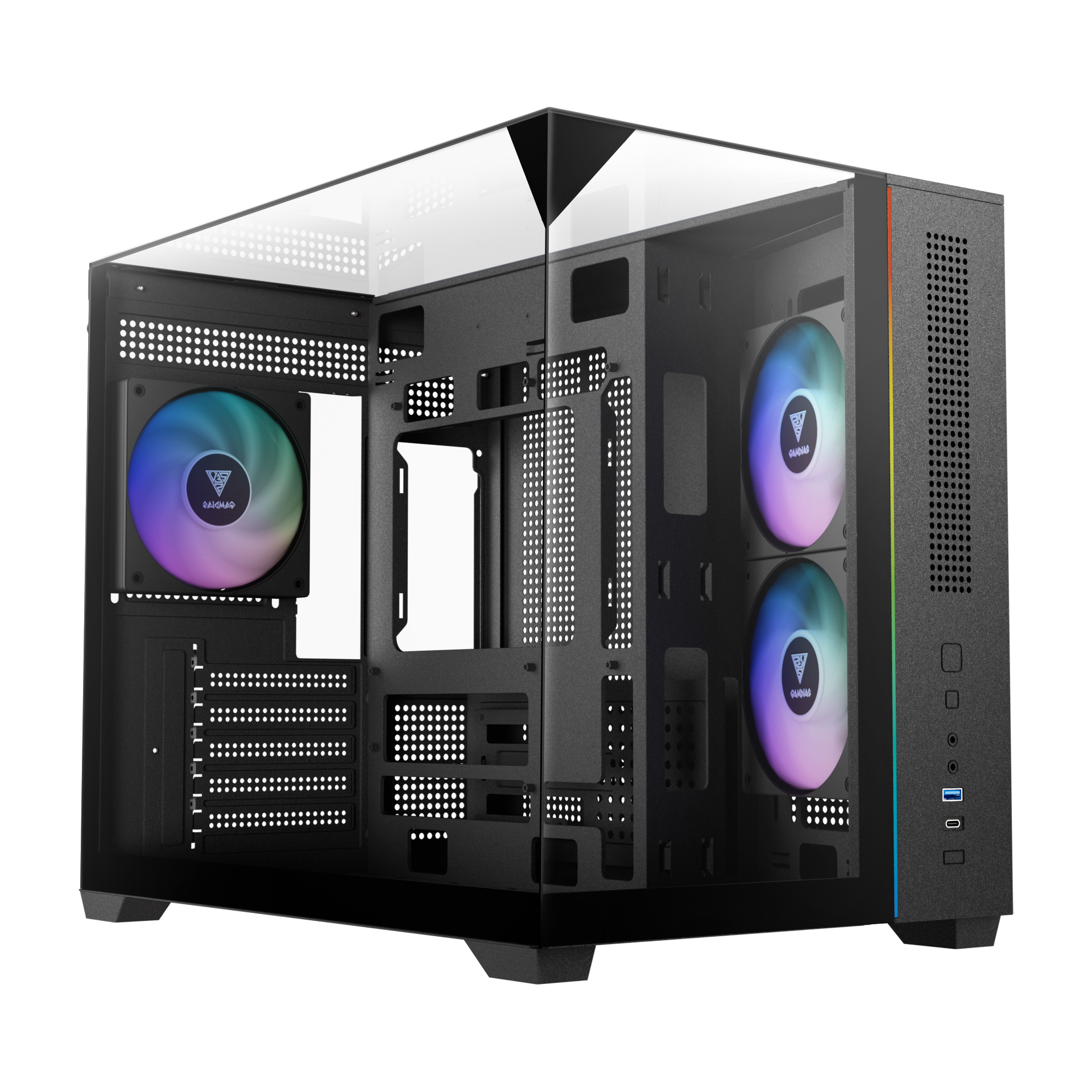 Gamdias ATLAS M3M M-ATX PC CASE Tempered Glass Computer Case with 3 ARGB Fans