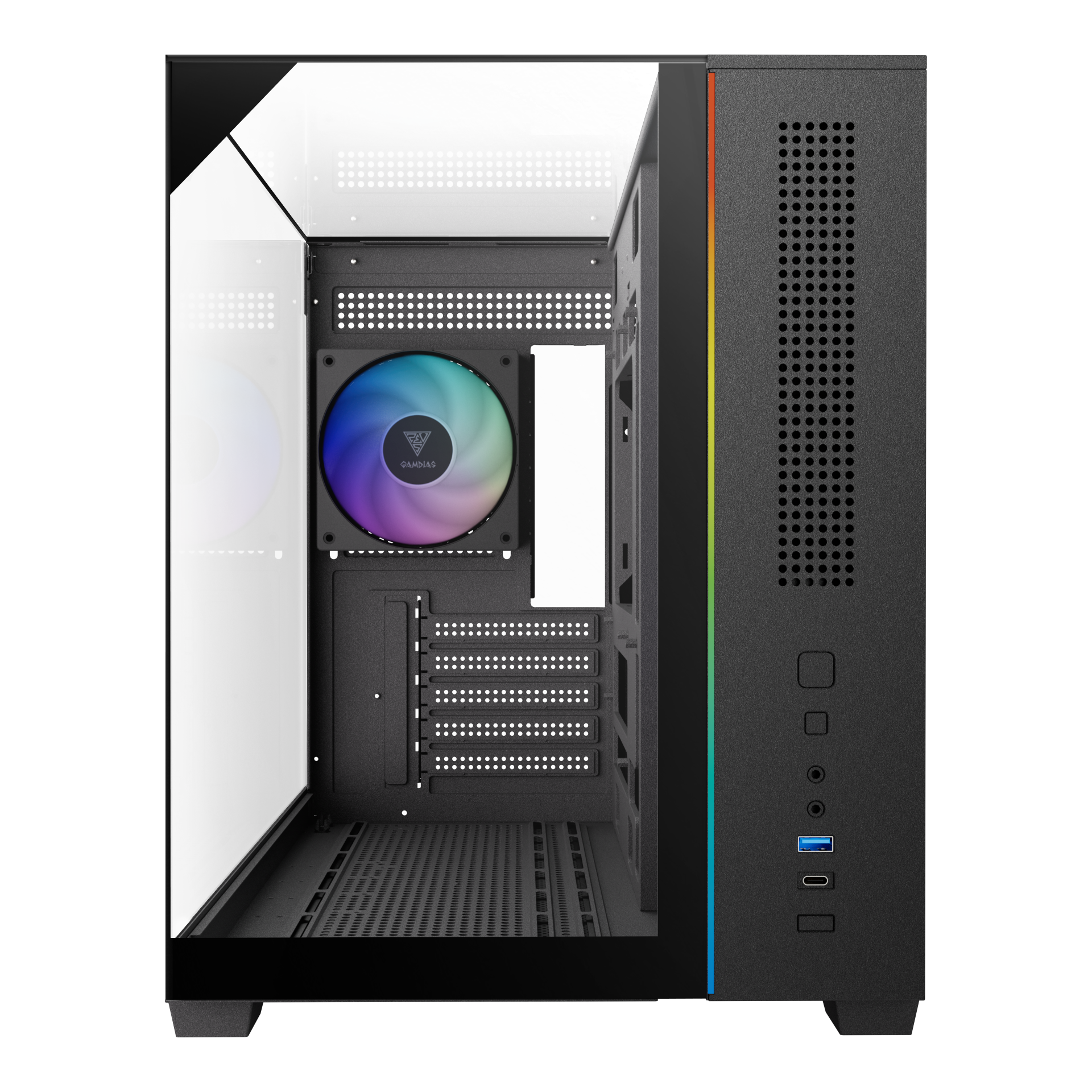 Gamdias ATLAS M3M M-ATX PC CASE Tempered Glass Computer Case with 3 ARGB Fans
