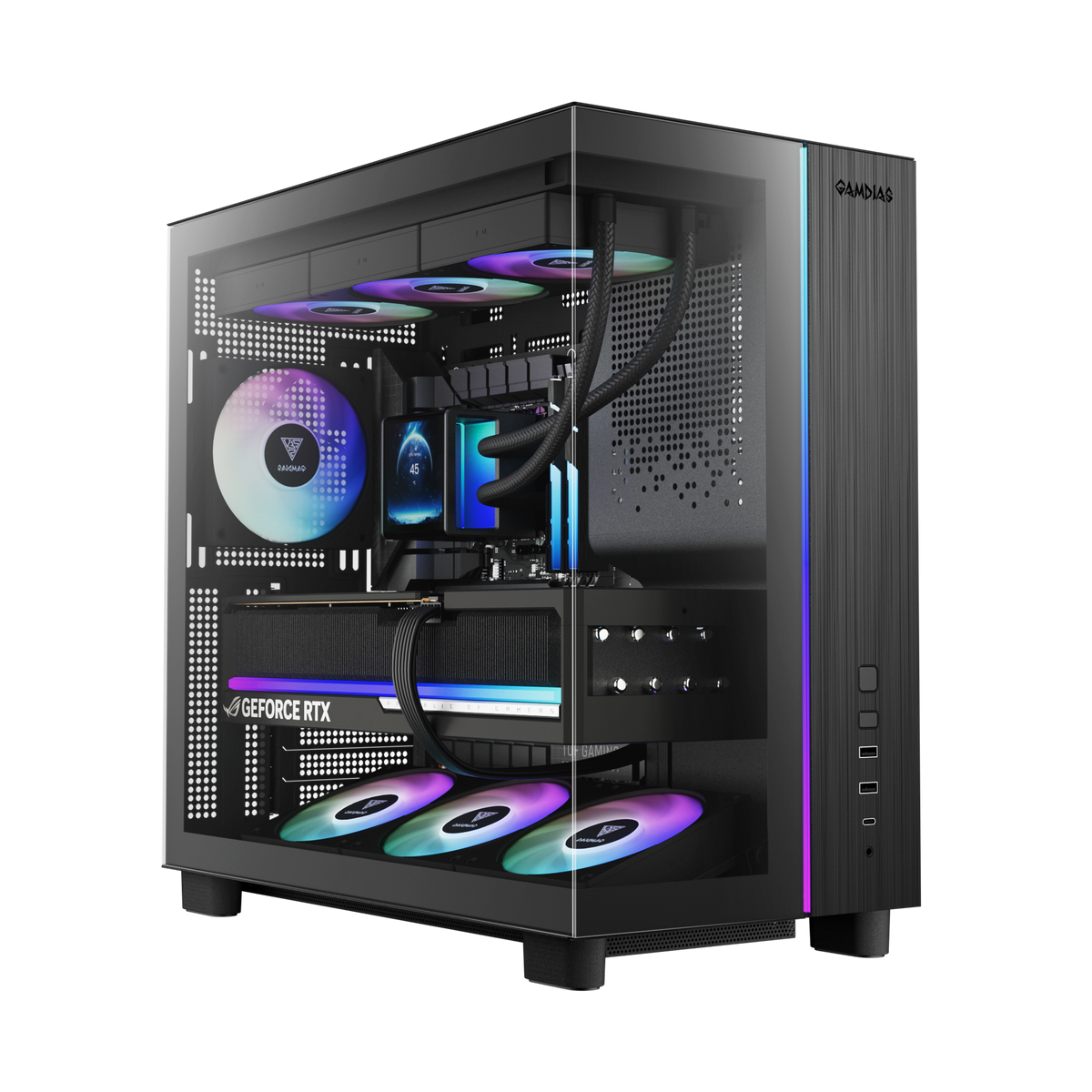 GAMDIAS ATLAS M4 ATX Mid-Tower PC CASE with 4 ARGB Fans