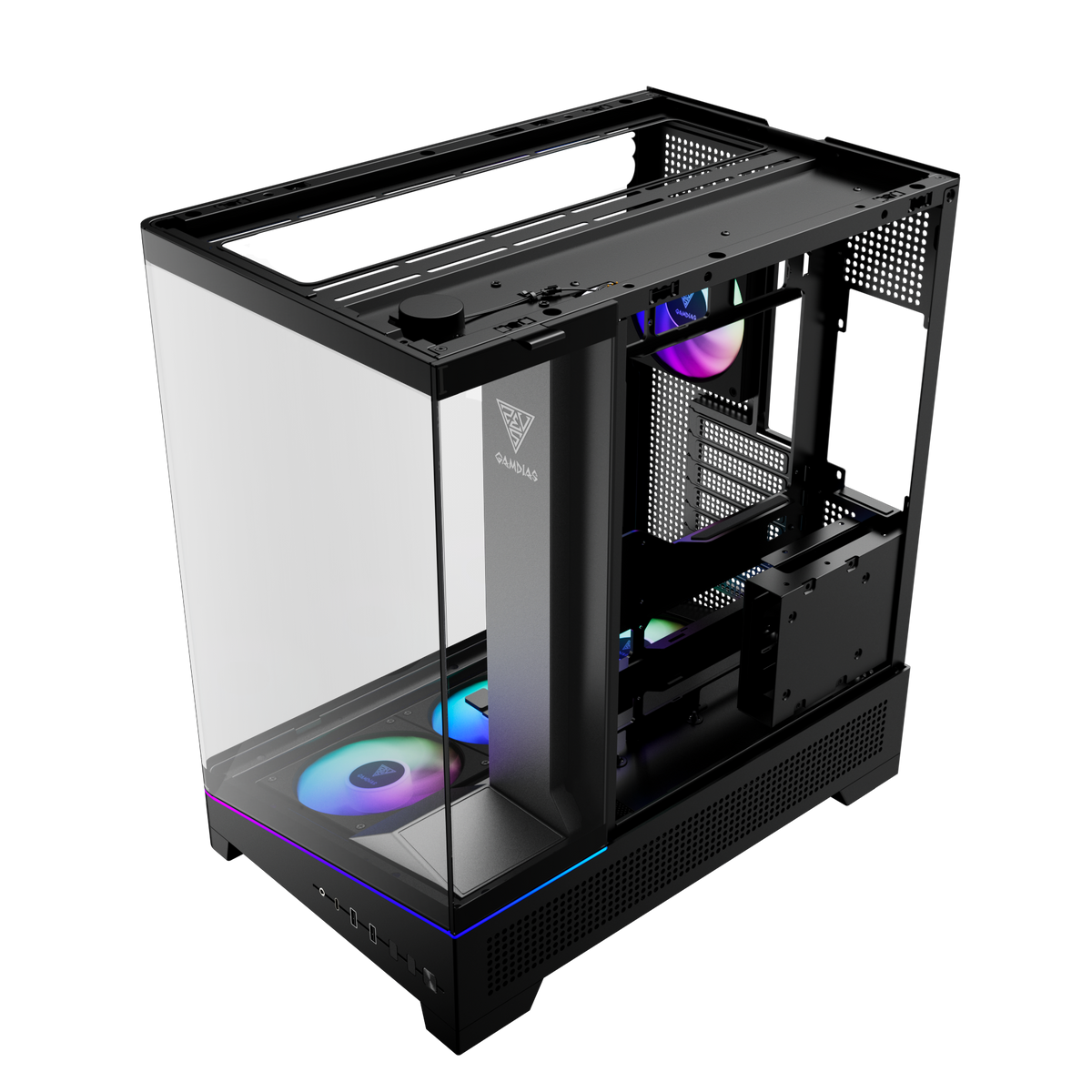 GAMDIAS ATLAS P6 CG ATX Mid-Tower PC CASE Curved Tempered Glass with 4 ARGB Fans