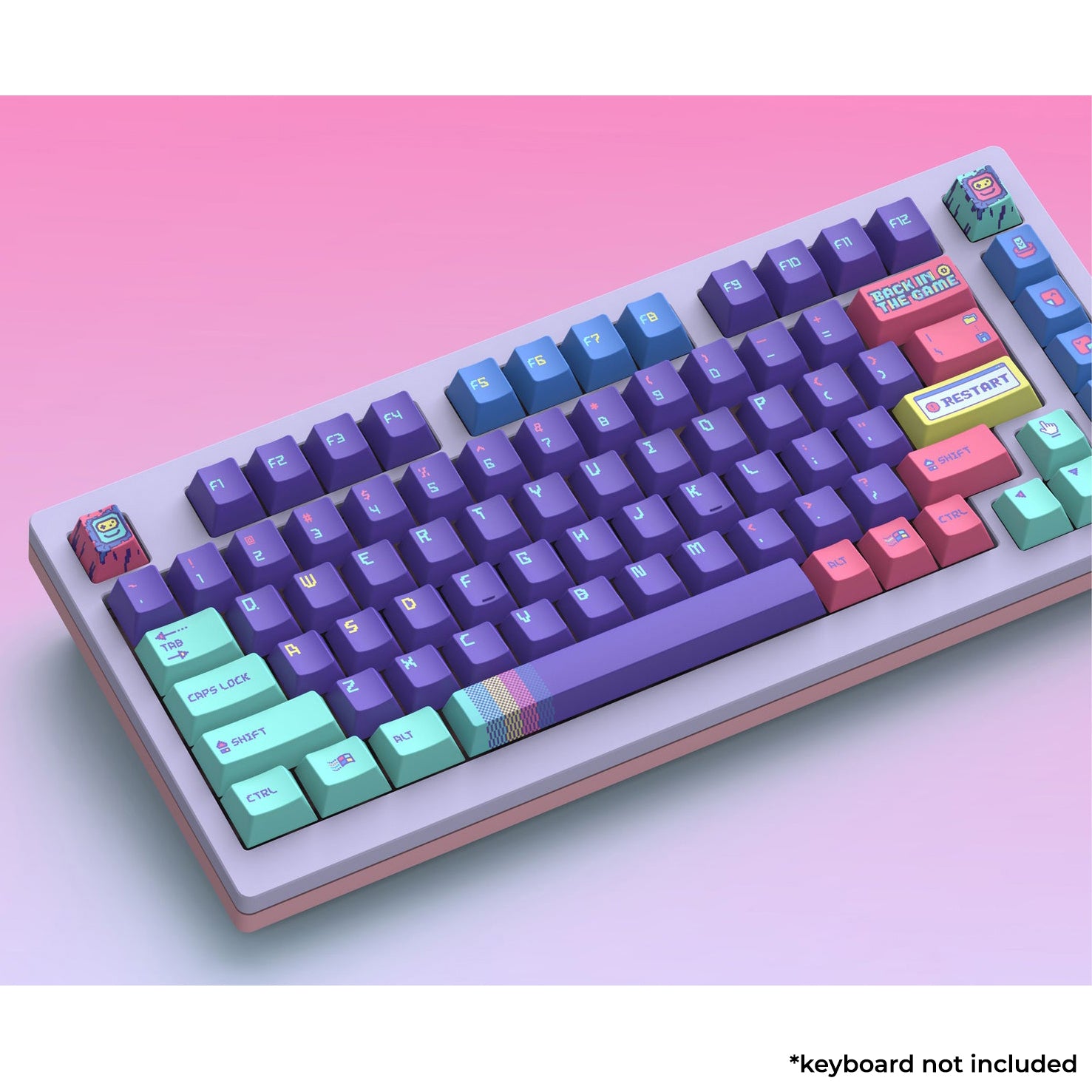 Keytok Cherry Back in Game - Purple Dye-Sub PBT Keycaps 152pcs / Set