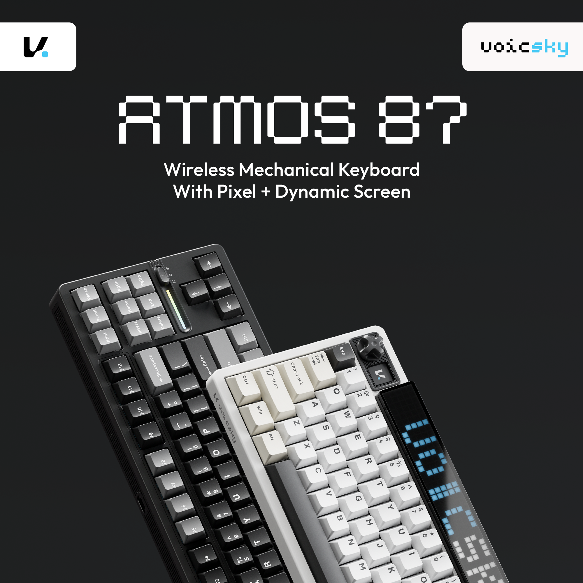 VOICSKY ATMOS 87 Wireless Mechanical Keyboard with Custom Pixel Dynamic Screen