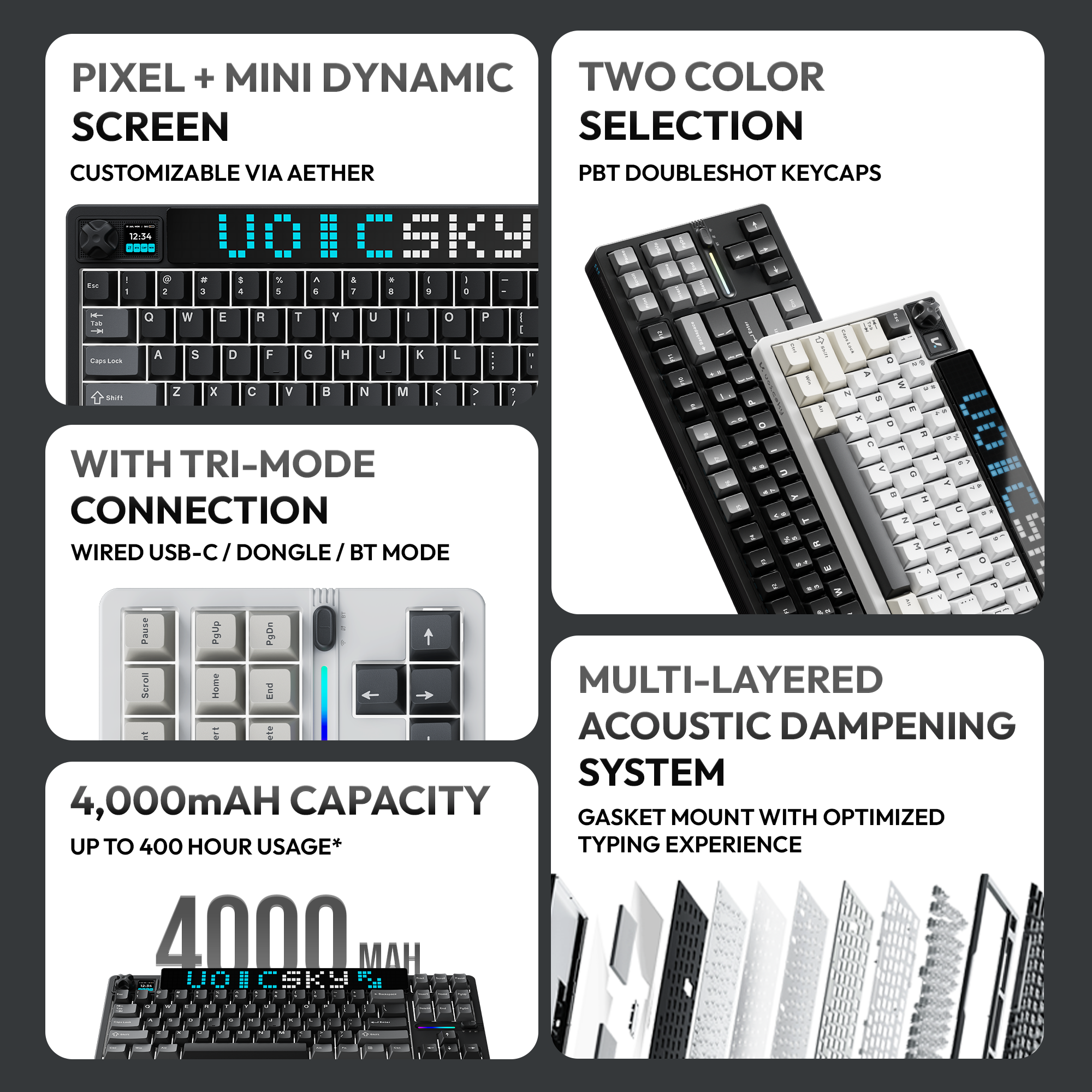 VOICSKY ATMOS 87 Wireless Mechanical Keyboard with Custom Pixel Dynamic Screen