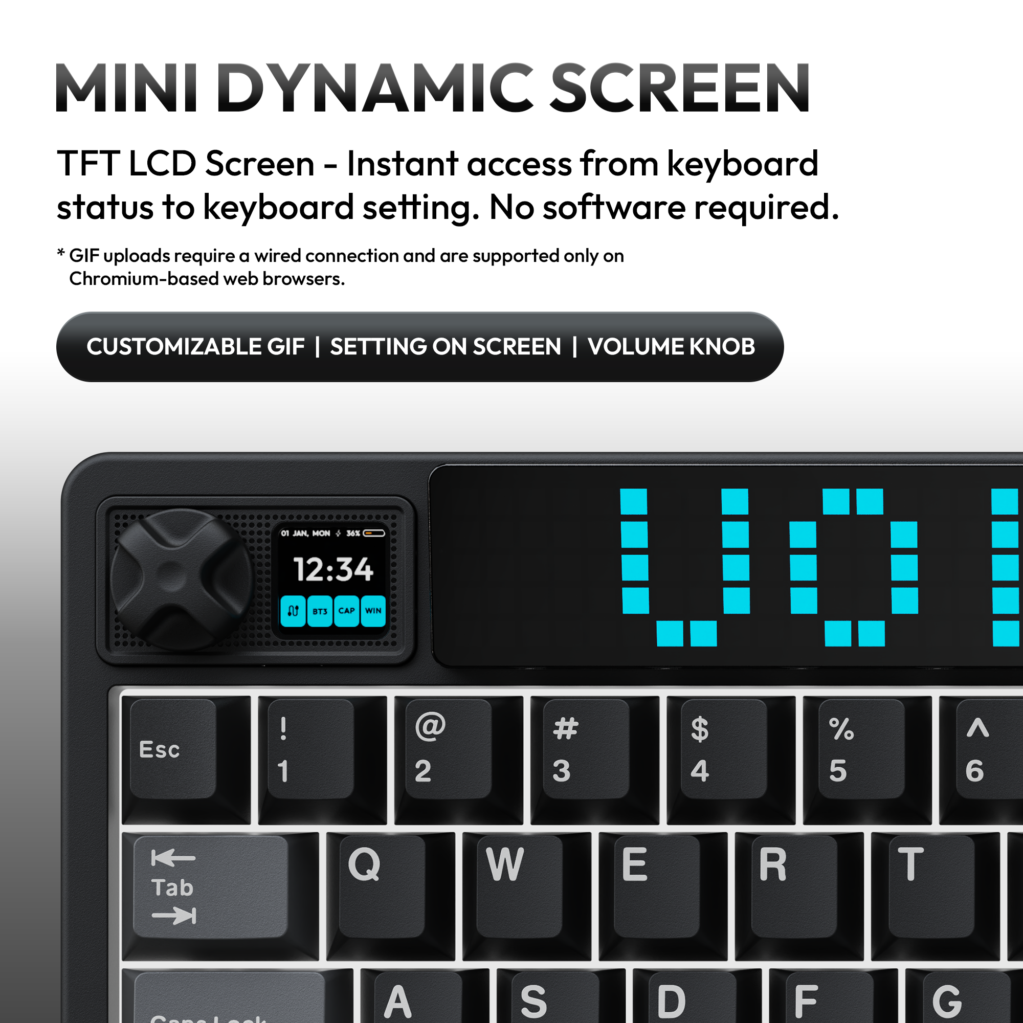 VOICSKY ATMOS 87 Wireless Mechanical Keyboard with Custom Pixel Dynamic Screen