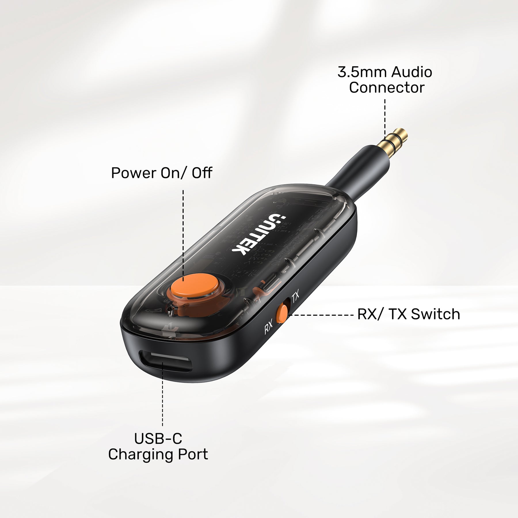 Unitek 2-in-1 Bluetooth 5.3 Transmitter TX/RX Wireless Receiver, Low Latency, 3.5mm Audio Connector, 10m transmission