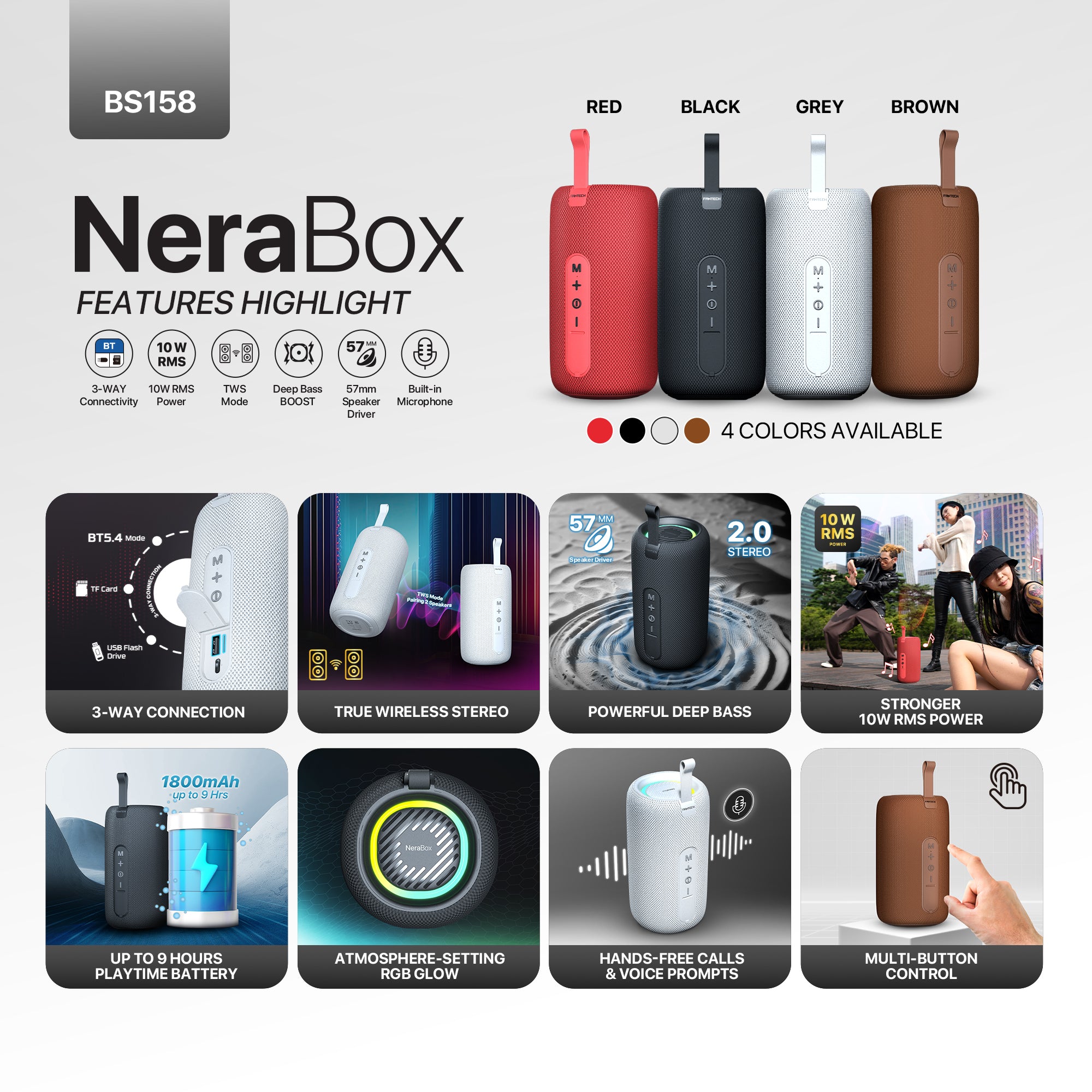 Fantech NeraBox Portable Deep bass Wireless Speaker