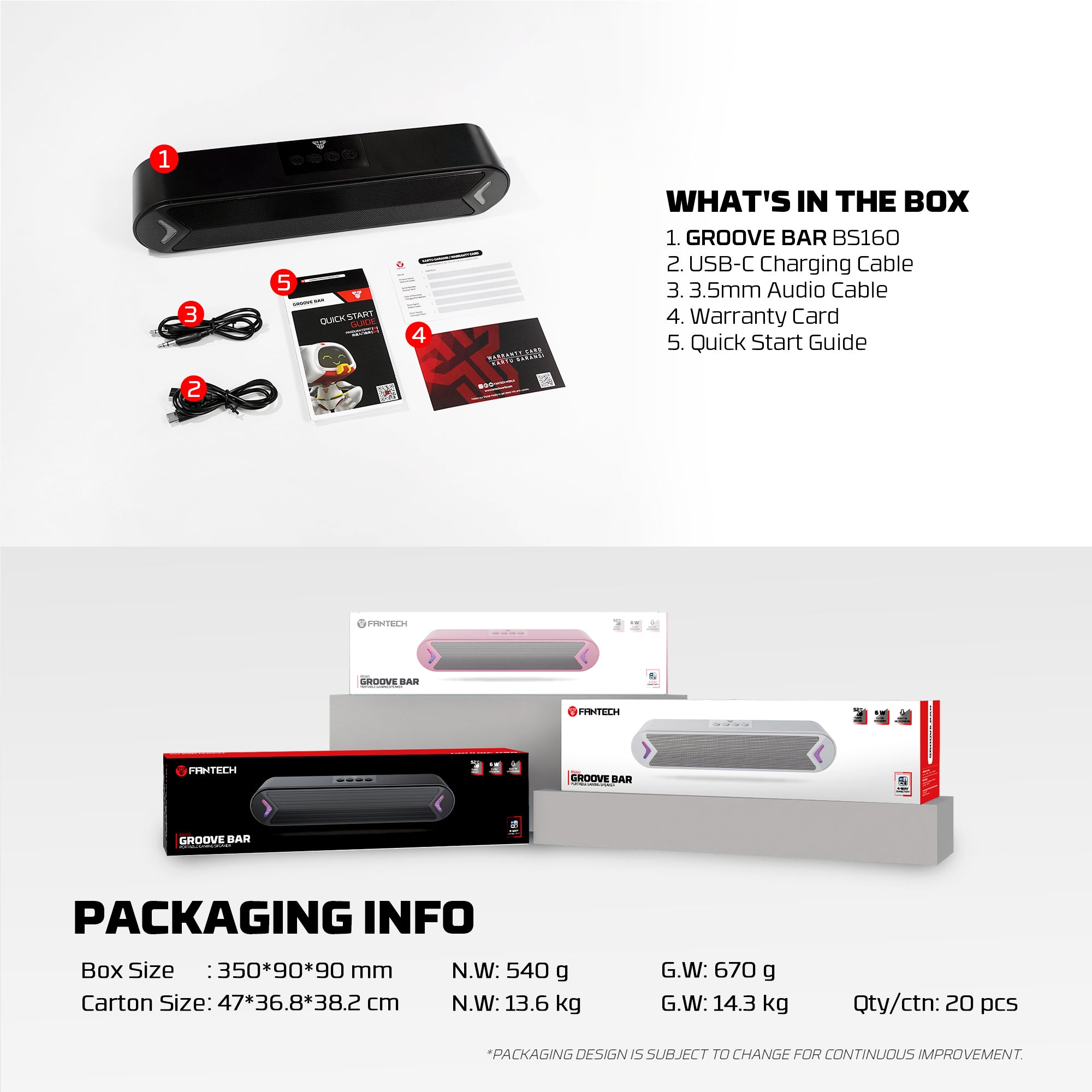 Fantech GROOVE BAR Portable RGB Wireless Gaming Speaker