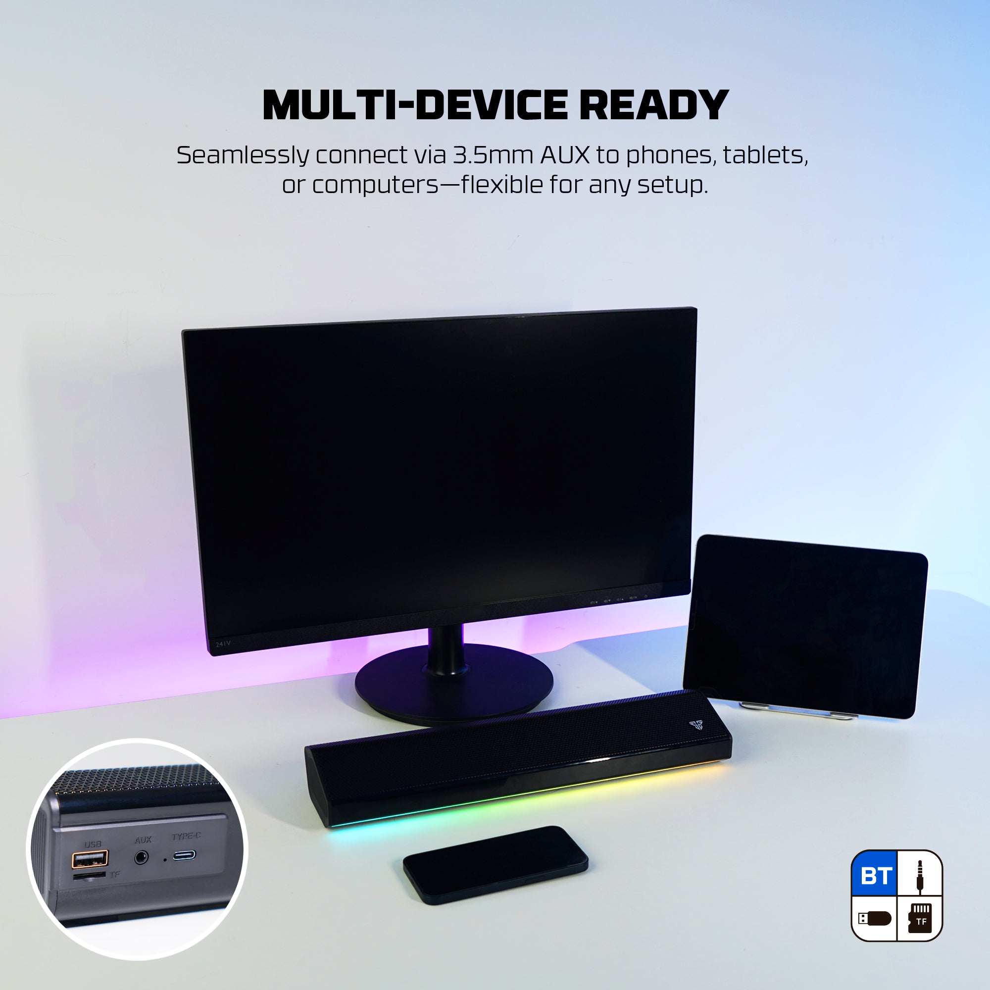 Fantech GROOVE BAR PRO Built in Microphone Portable RGB Wireless Gaming Speaker