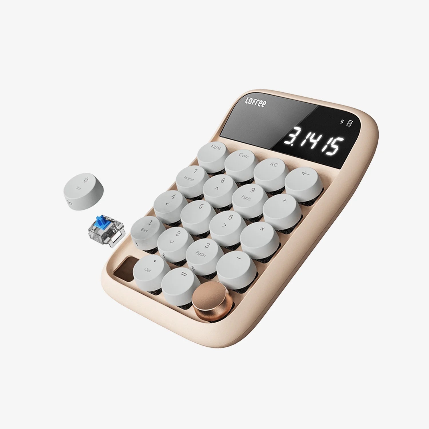 Lofree Bluetooth Dual-Mode Number Pad & Calculator (Blue Switch) - Milk Tea  (Pre-Order) (Copy)