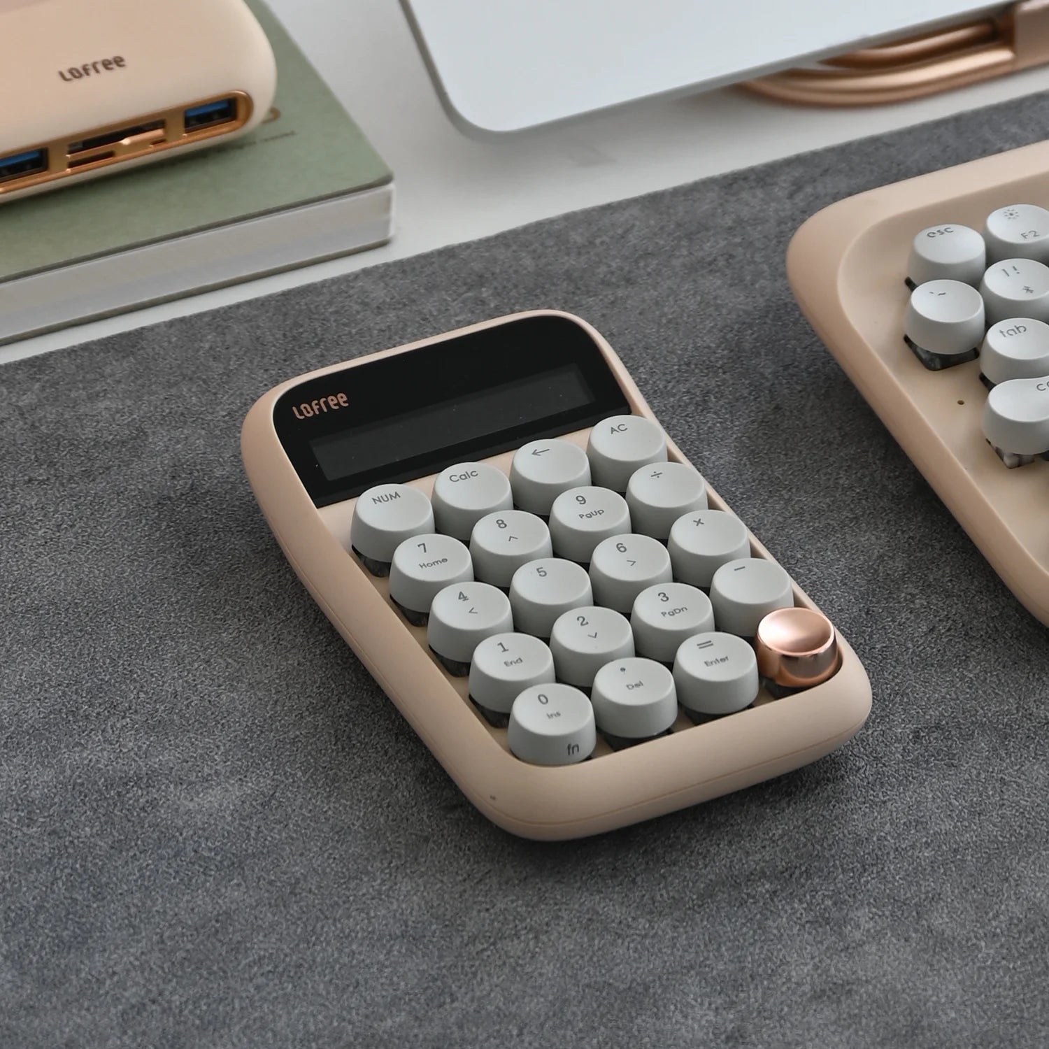 Lofree Bluetooth Dual-Mode Number Pad & Calculator (Blue Switch) - Milk Tea  (Pre-Order) (Copy)