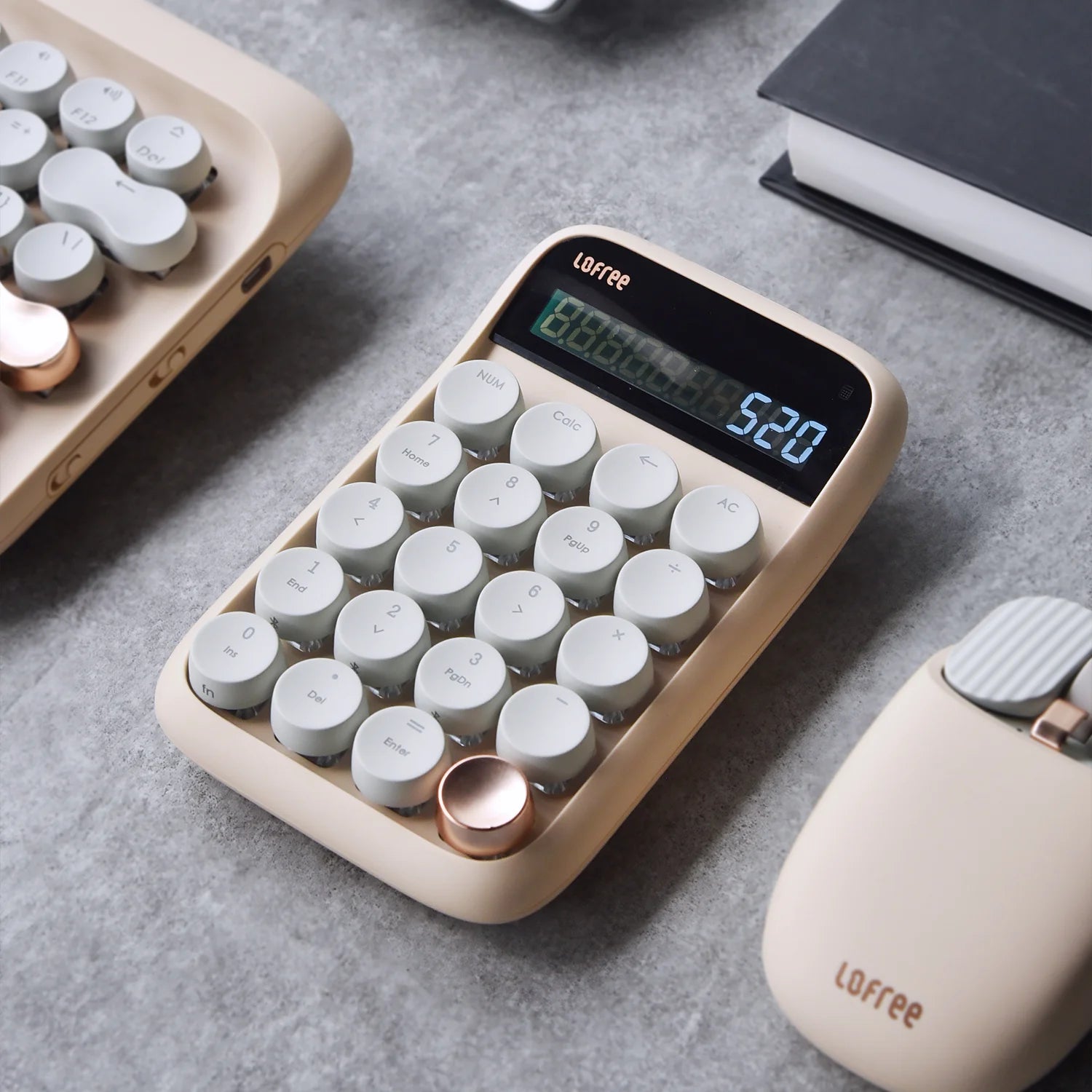 Lofree Bluetooth Dual-Mode Number Pad & Calculator (Blue Switch) - Milk Tea  (Pre-Order) (Copy)