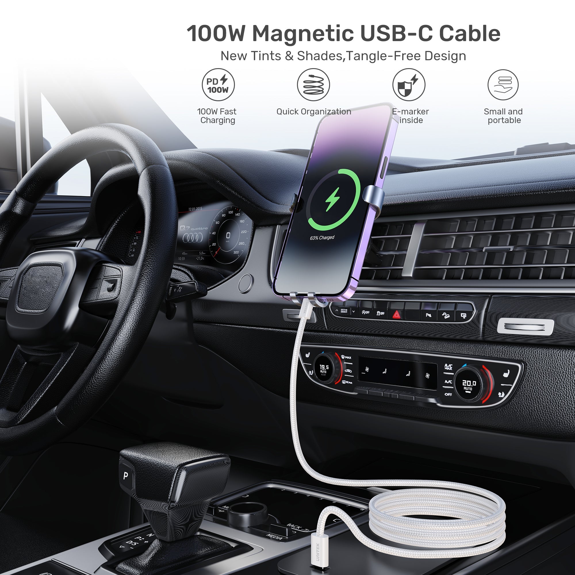 Unitek 100W Magnetic USB-C Cable-1M