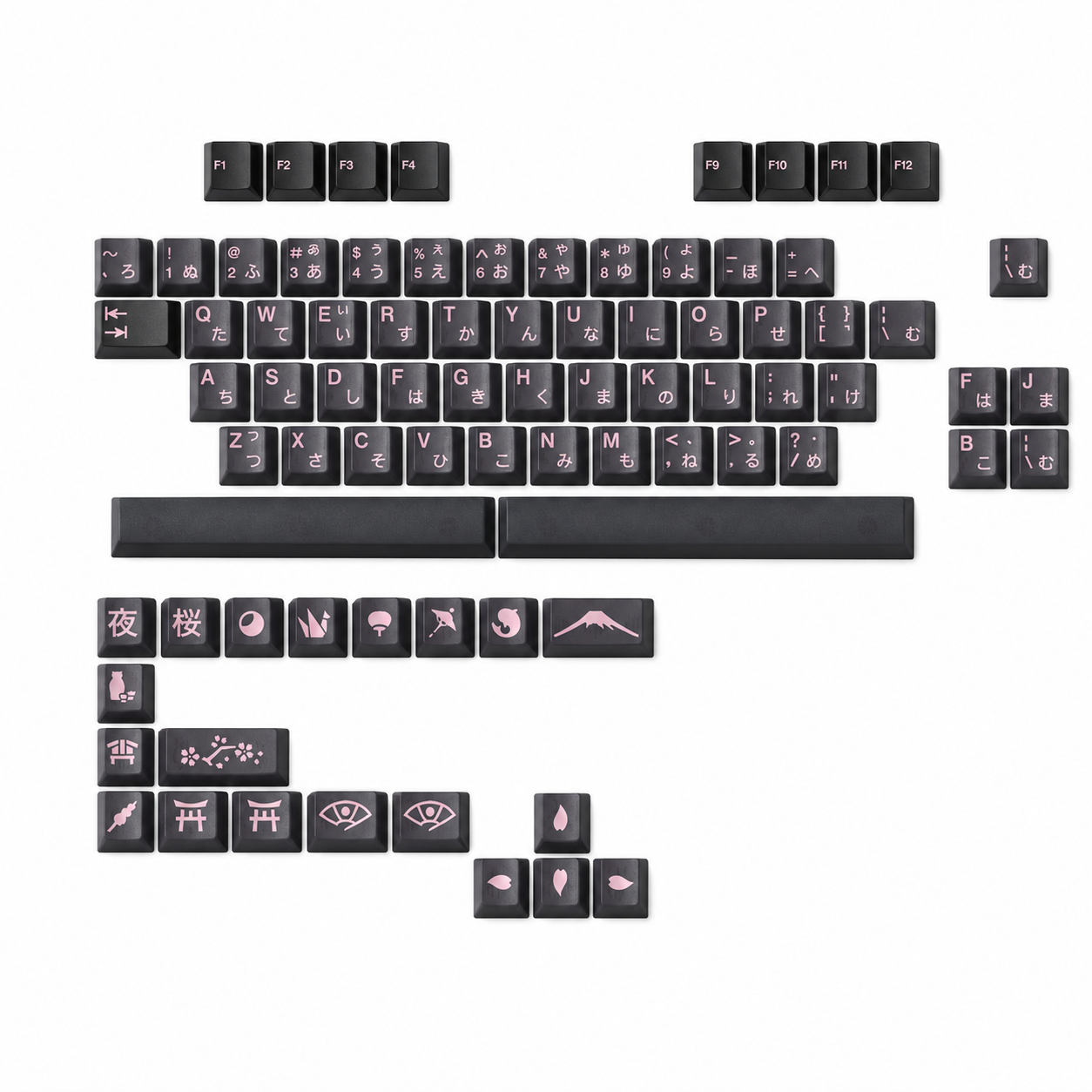 JTK NightSakura Cherry Profile Doubleshot+Tripleshot PBT&ABS Keycap Set