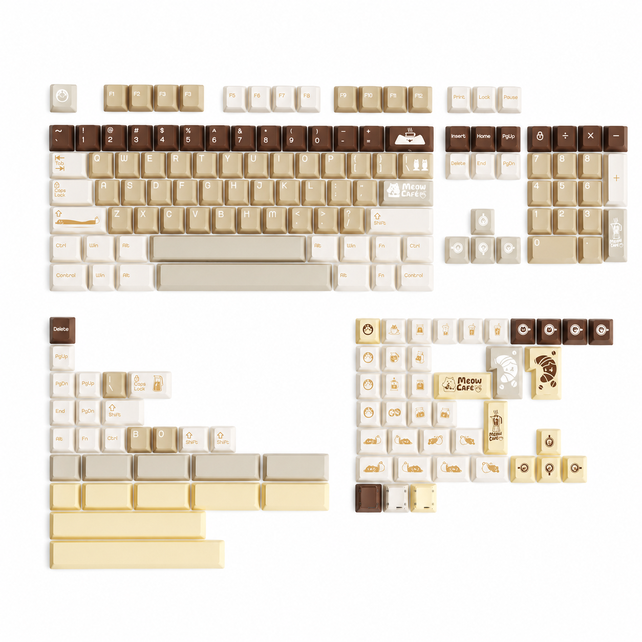 Keybyelab Cherry profile Meow cafe Dye-sub PBT keycaps with Transparent Keycaps