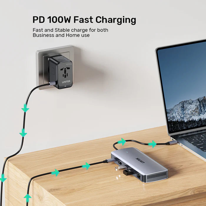 Unitek 6-in-1 USB-C Hub Laptop Docking Statioin with M.2 SSD Enclosure PD 100W