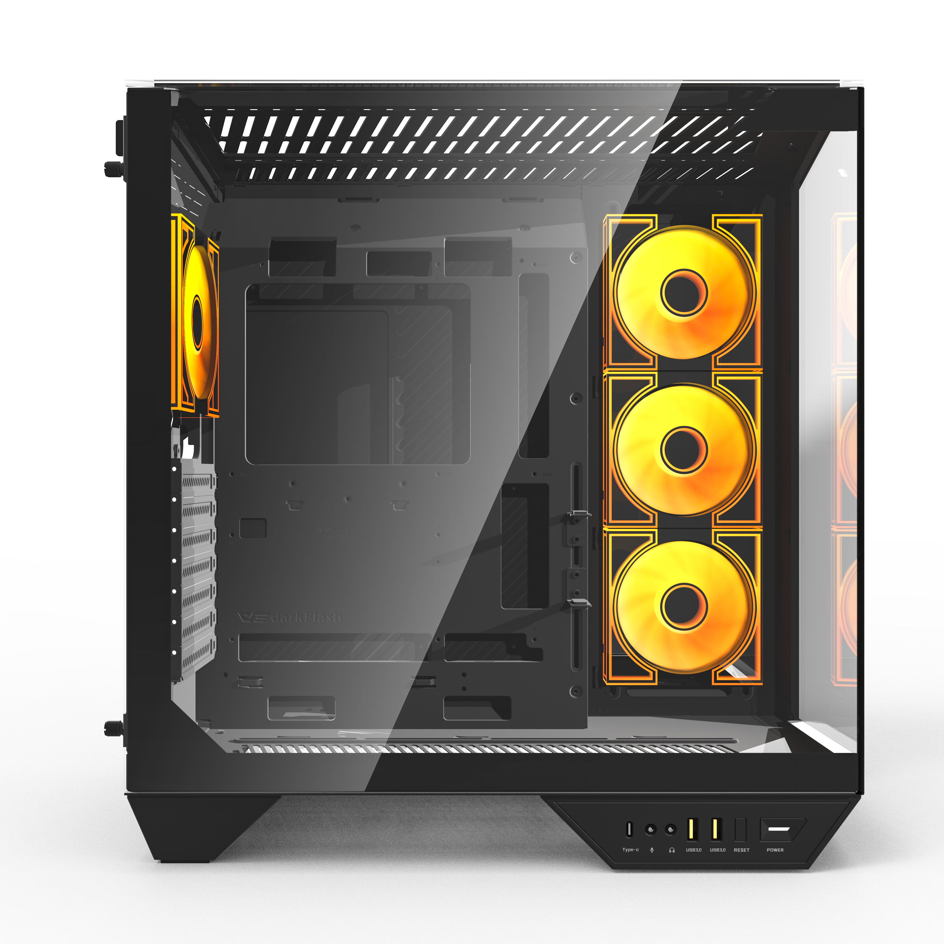 DarkFlash DY470-HQ3 ATX Gaming PC Case with 4x ARGB Fans