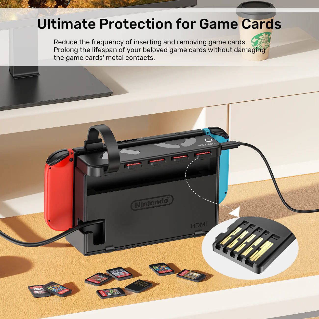 Unitek 4-in-1 Game Cards Reader for Nintendo Switch/Switch OLED with Remote
