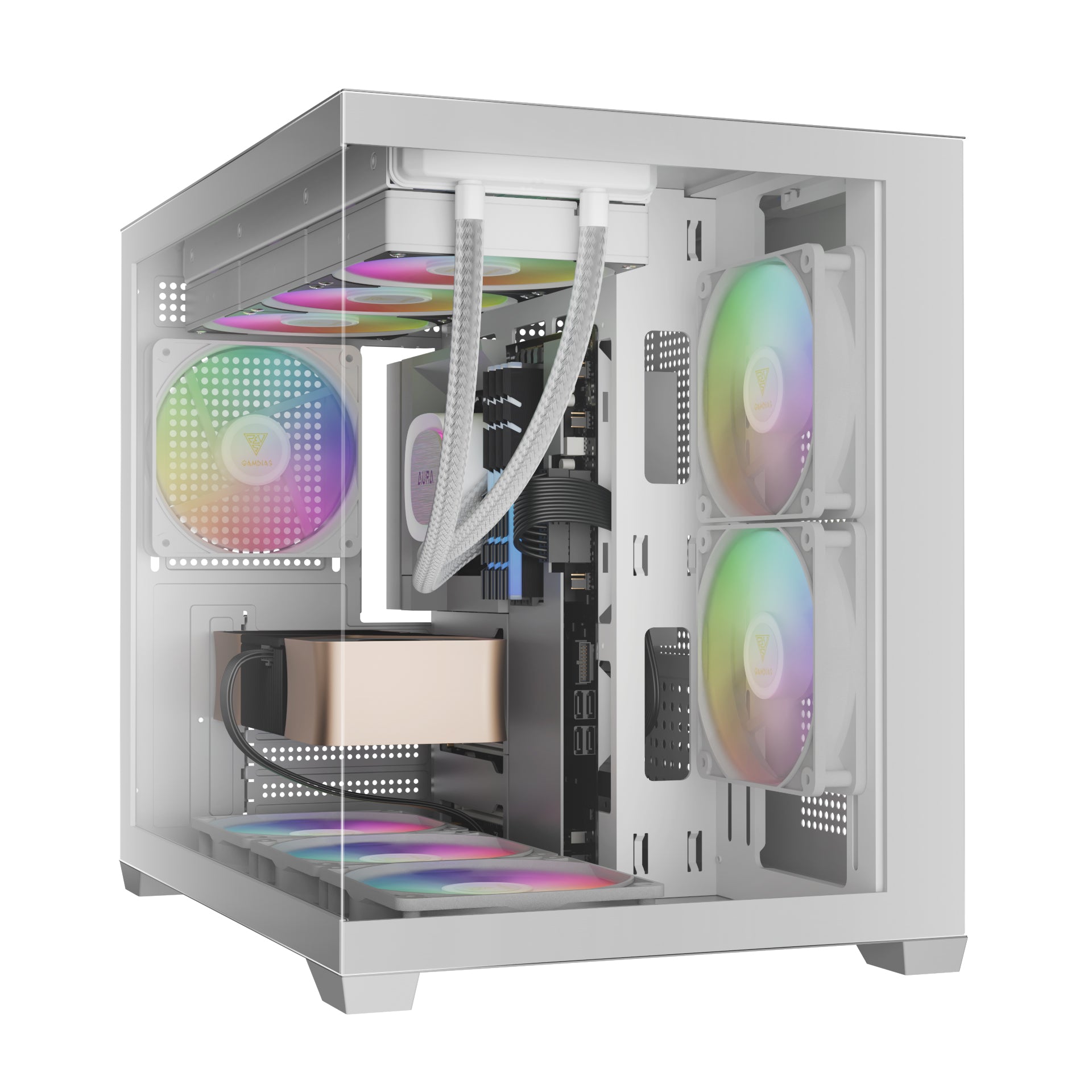 Gamdias AURA GC10M V2 M-ATX PC CASE Tempered Glass Side Panel with 3 ARGB Fans